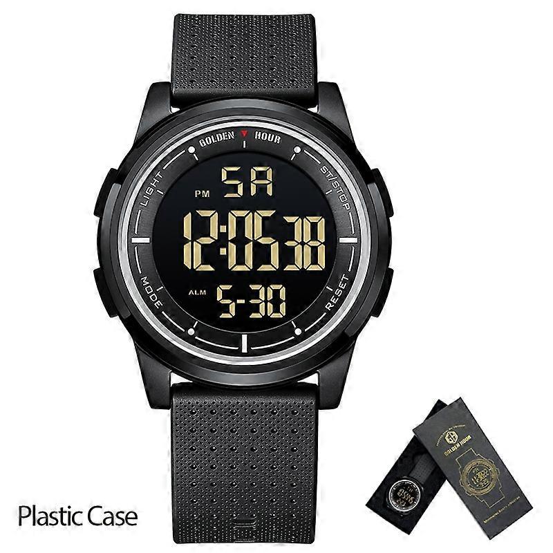 GOLDENHOUR Fashion Outdoor Sport Watch Men Multi-functional Alarm Clock Chrono 5Bar Waterproof Digital Watch Silicone Strap
