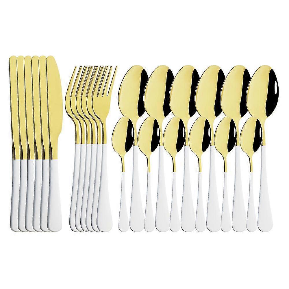 24pcs Mirror Dinnerware Set Stainless Steel Cutlery Set Fork Knife Spoon Tableware Set Flatware Silverware Set