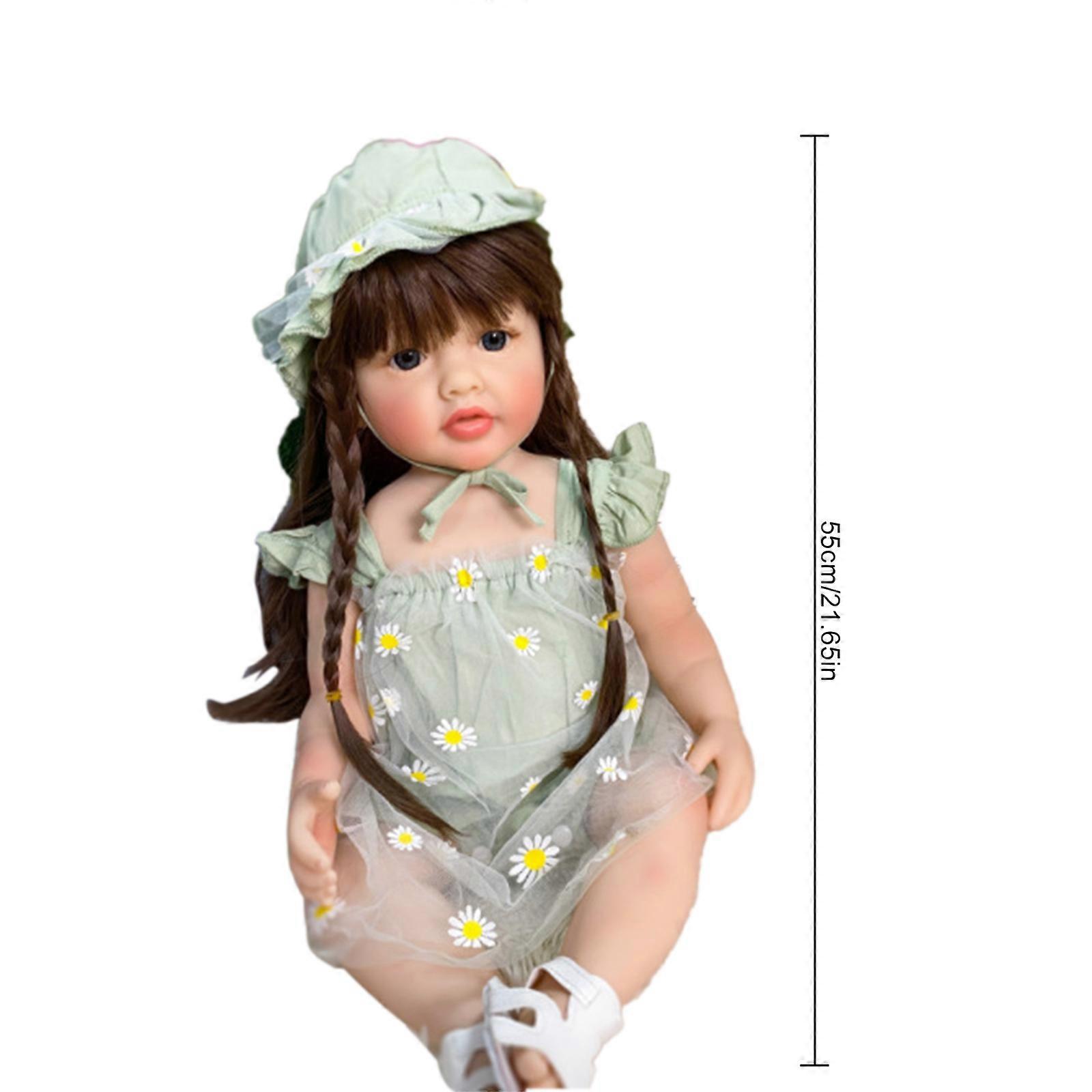 21.65 '' الفينيل تولد من جديد طفل دمية نابض بالحياة فتاة حديثي الولادة تضحك طفل رضيع كبير