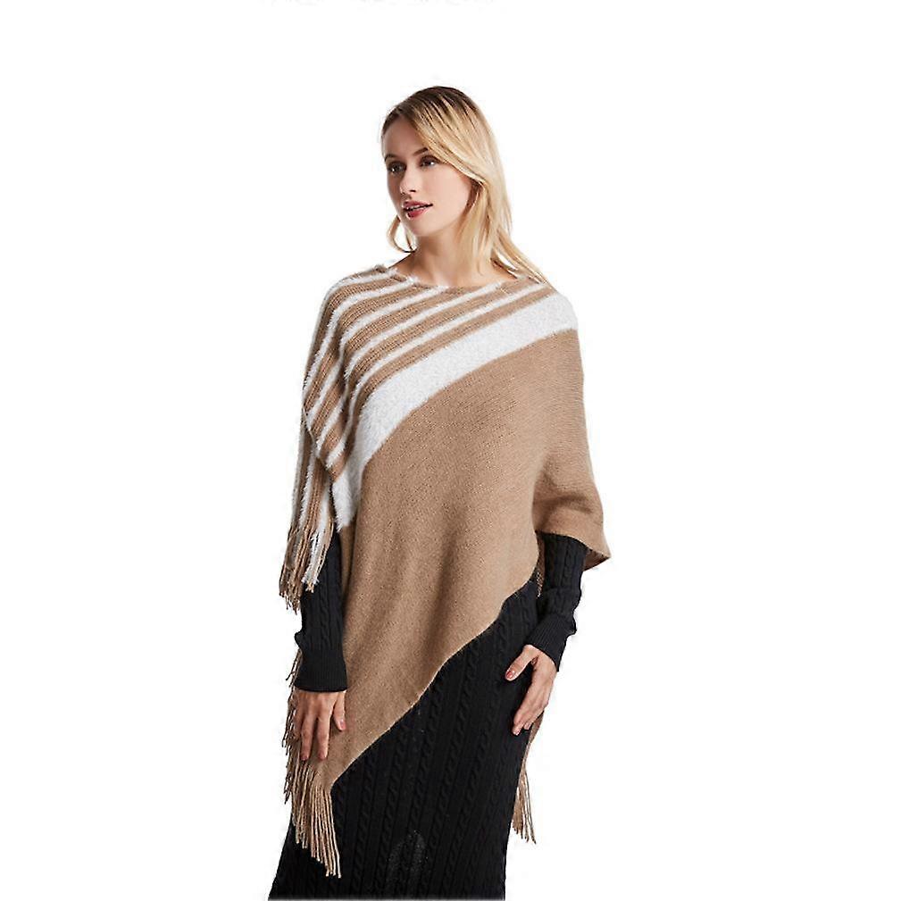Caldo scialle sciolto Pullover Kniting Poncho con nappa camicetta a pipistrello per signora