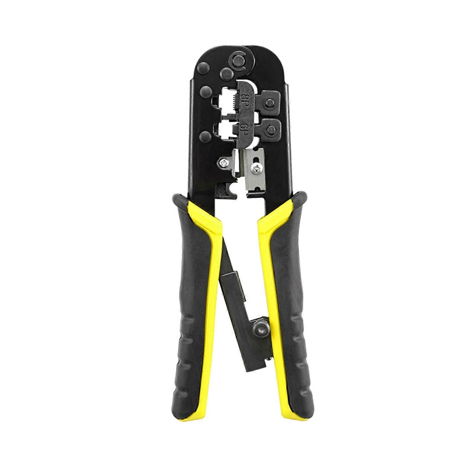 Ratcheting Crimping Tool 3 in 1 Multifunction Wire Crimpers Stripper Cutter, 8P 6P Network Line Telephone Wire Crimping Cable Stripping Cutting Electr