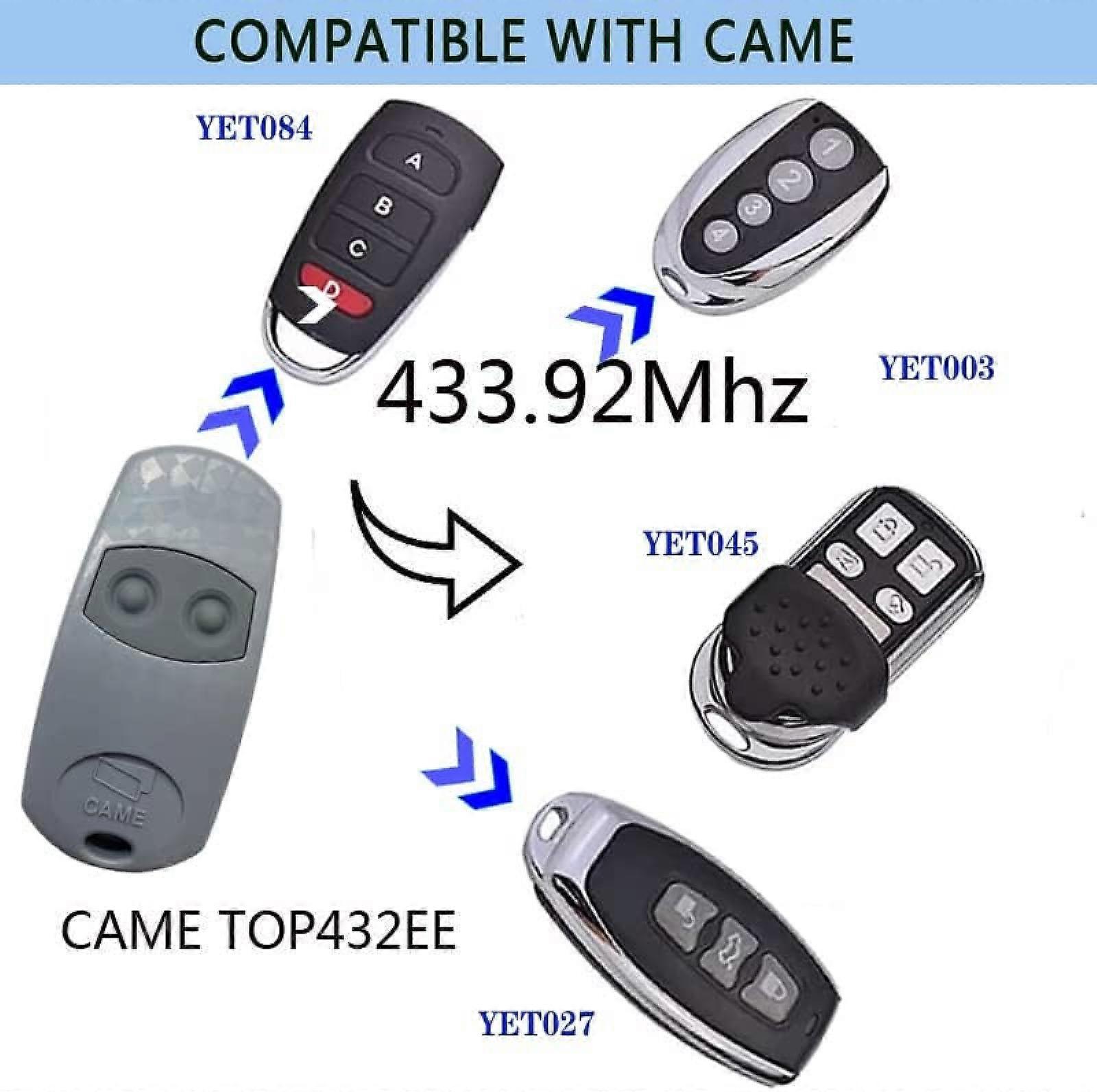 TOP-432EE 433.92MHz Gate and Garage Door Remote Control Compatible with Top432NA/432/432EV/432A/432M/432S T432/CAME 432433.92MHz (Silver)