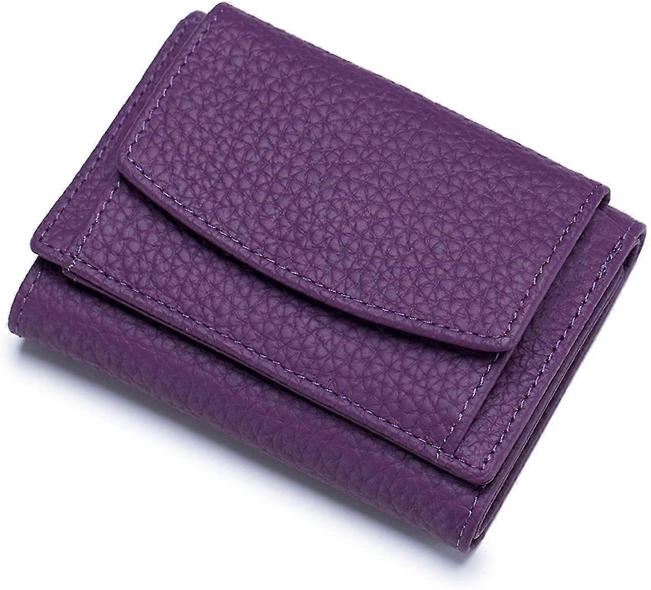 Lightweight Tri-fold Women's Leather Wallet (purple)