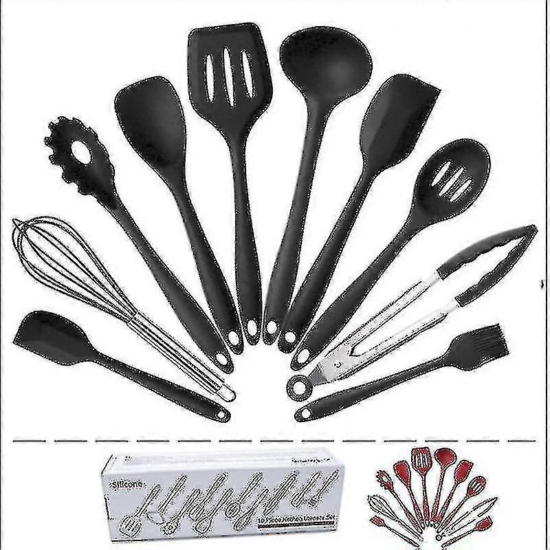 مجموعة أدوات المطبخ - 10 قطع مجموعة أواني الطبخ سيليكون أدوات الطبخ ملقط ملعقة ملعقة