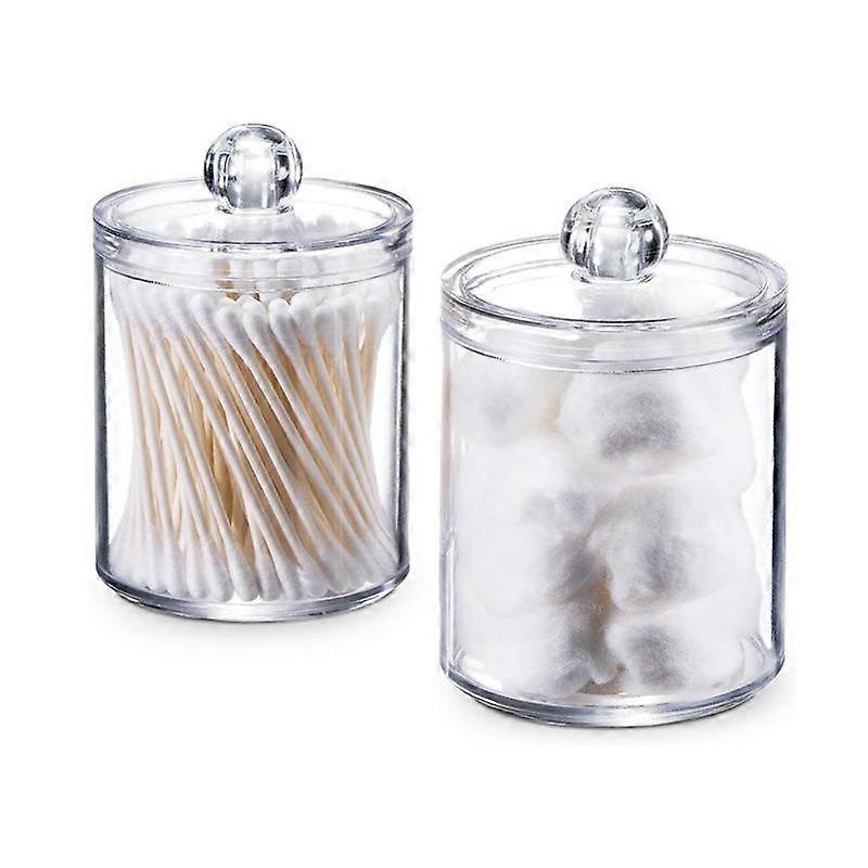 2 Pack Qtip Holder Clear Plastic Apothecary Jar Set