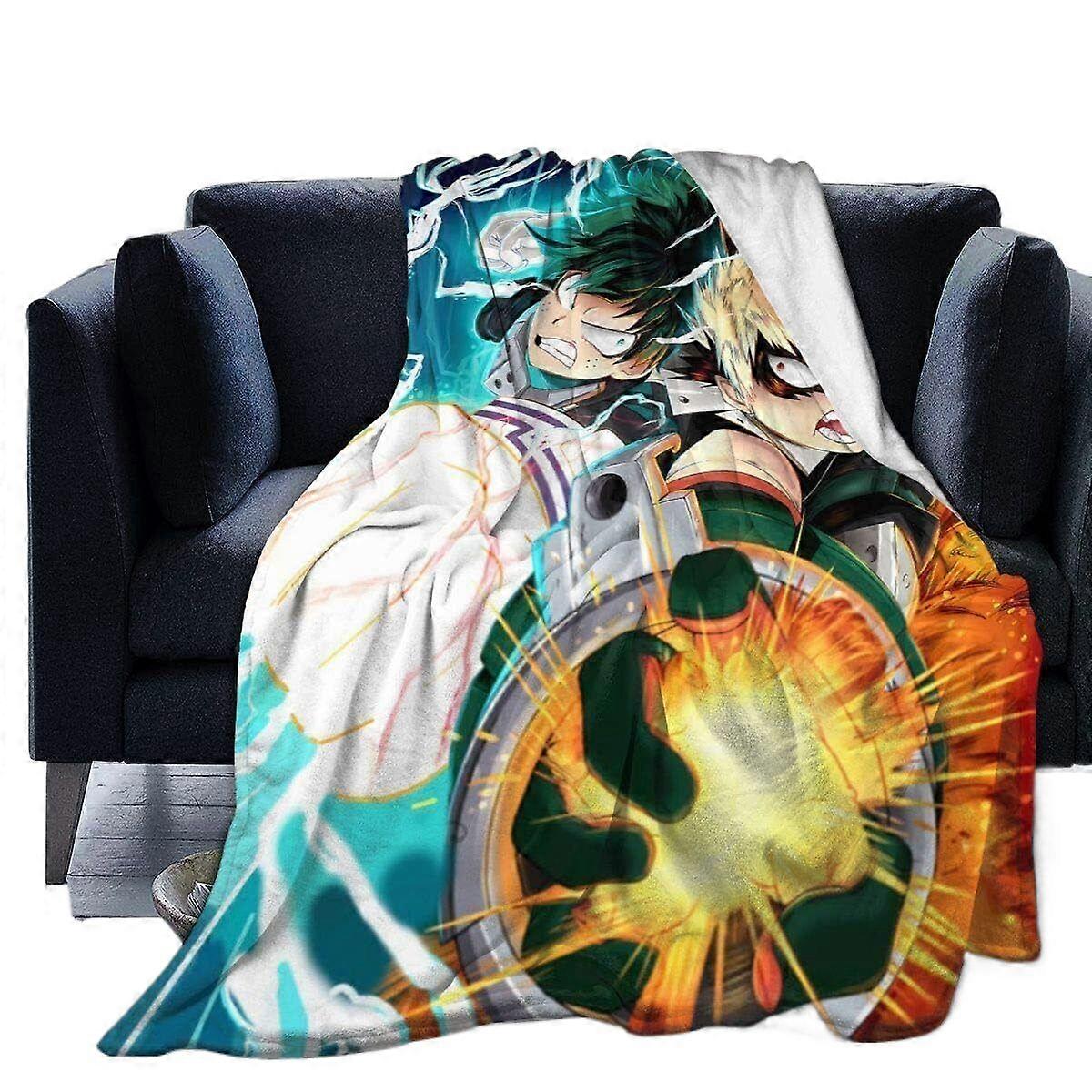 Popular Anime My Hero Academia Midoriya Izuku Blanket Plush Throw Lightweight Super Soft Microfiber Flannel Blankets for Bed, Couch, Sofa for All Seas