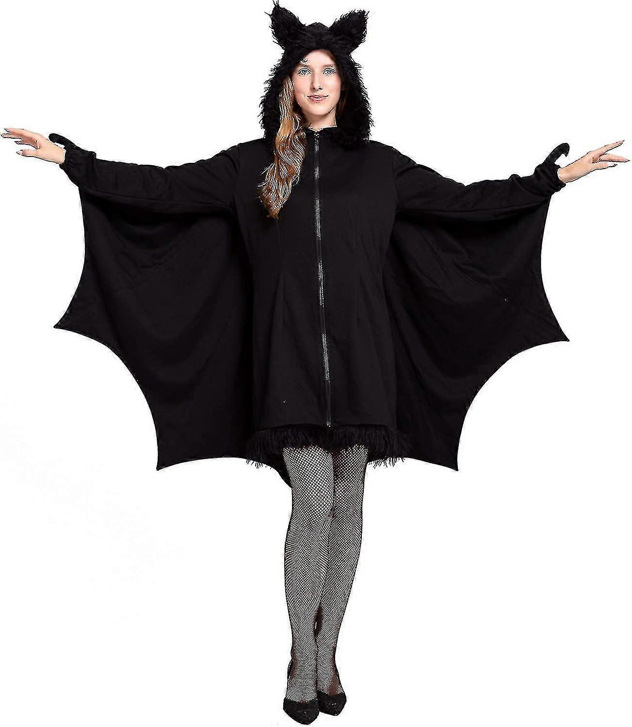 Halloween kostým dámský netopýr útulný černý zvíře dospělý cosplay upír zip šaty Hk