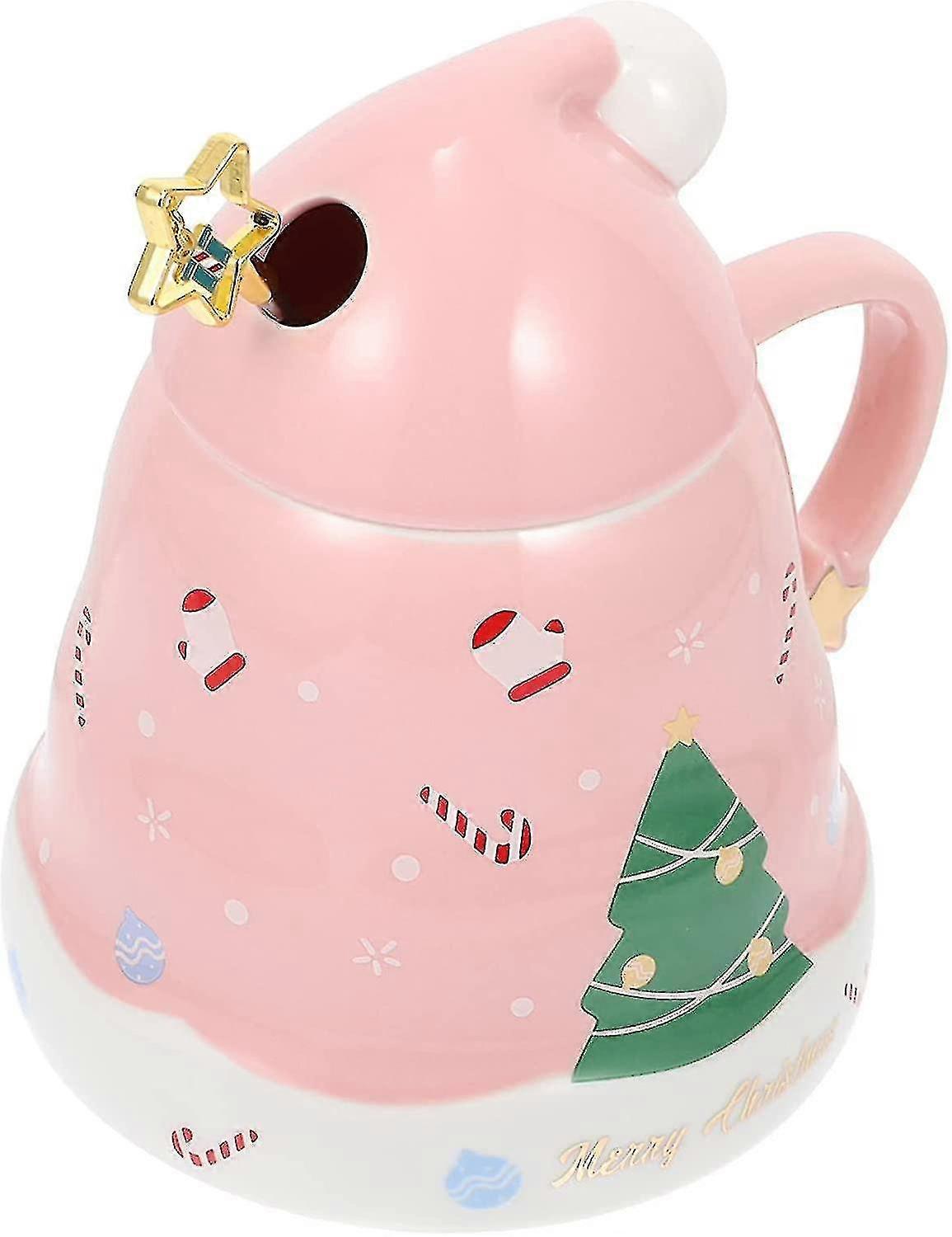 Tazza di latte di Natale Tazza in ceramica: tazza da caffè con cucchiaio blu scuro Tazza modello albero di Natale bere