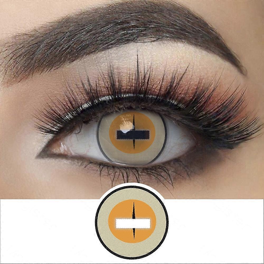 ハロウィーンコンタクトレンズアニメコスプレカラーコンタクトレンズ目用ホワイトメッシュレッドイエローキャットアイカラーコンタクトレンズ