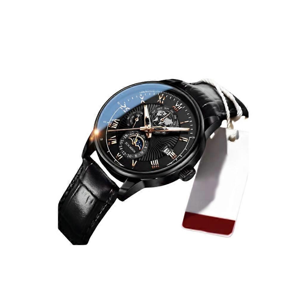 Män Klocka Läder Vattentät Luminous Mäns Kvarts Armbandsur Lyx Klockor