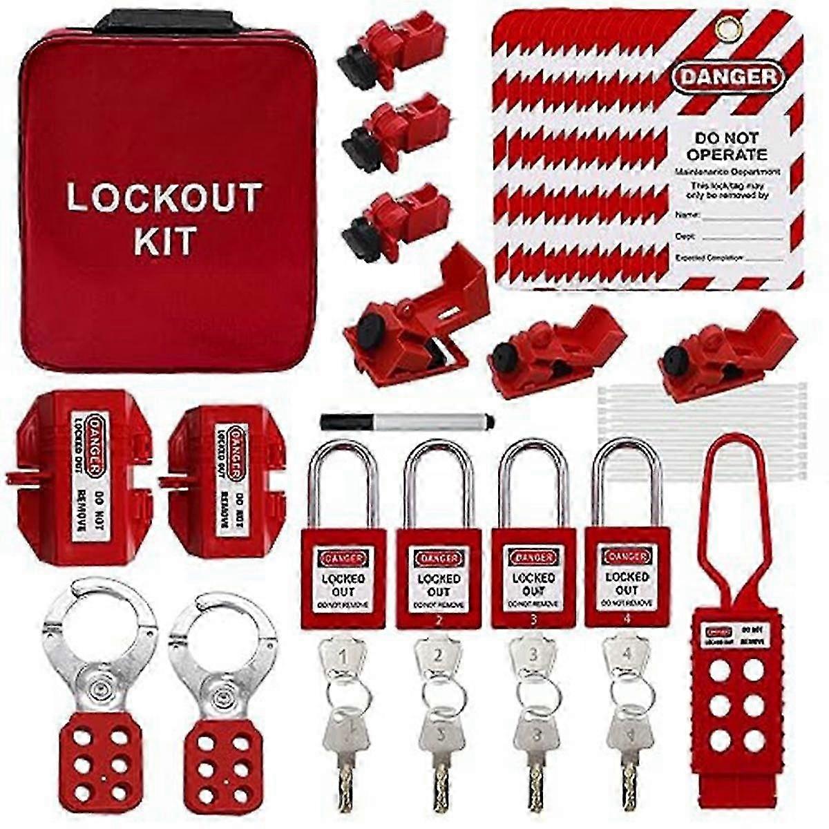 Lockout Tagout Kit,Clamp-On Circuit Breaker Lockout, Safety Padlocks, Lockout Tag,Universal Circuit 