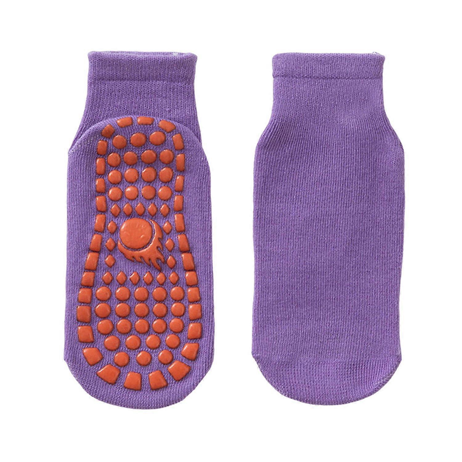 1 Pair Trampoline Socks Anti-skid Silicone Grip Bottom Great Friction Solid Color High Elasticity