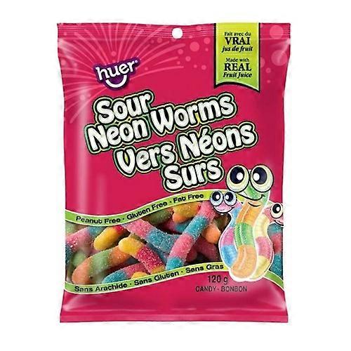 Huer Sour Neon Worms, 120 Grams (Case Of 24)