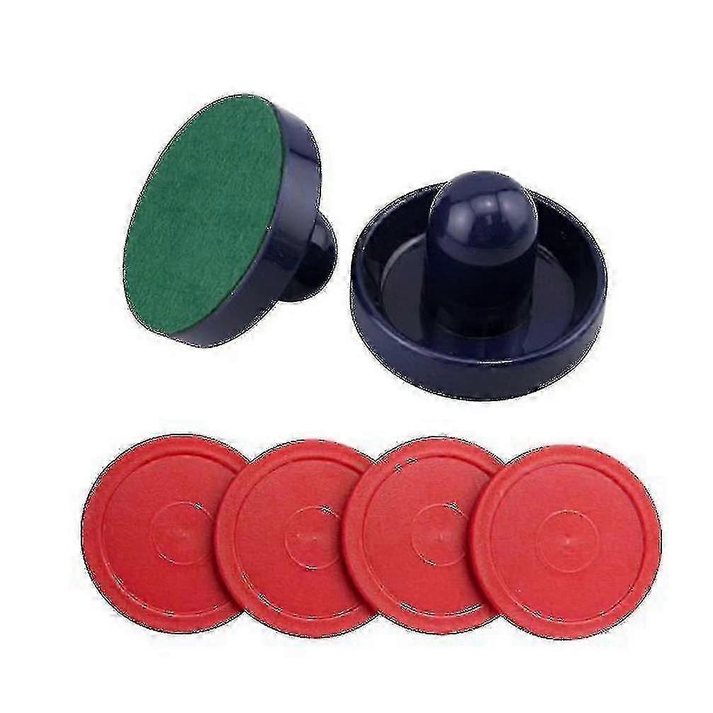 Air Hockey Pushers Pucks Set,large Size,(2 Navy Pushers+ 2 Lints + 4 Red Pucks)