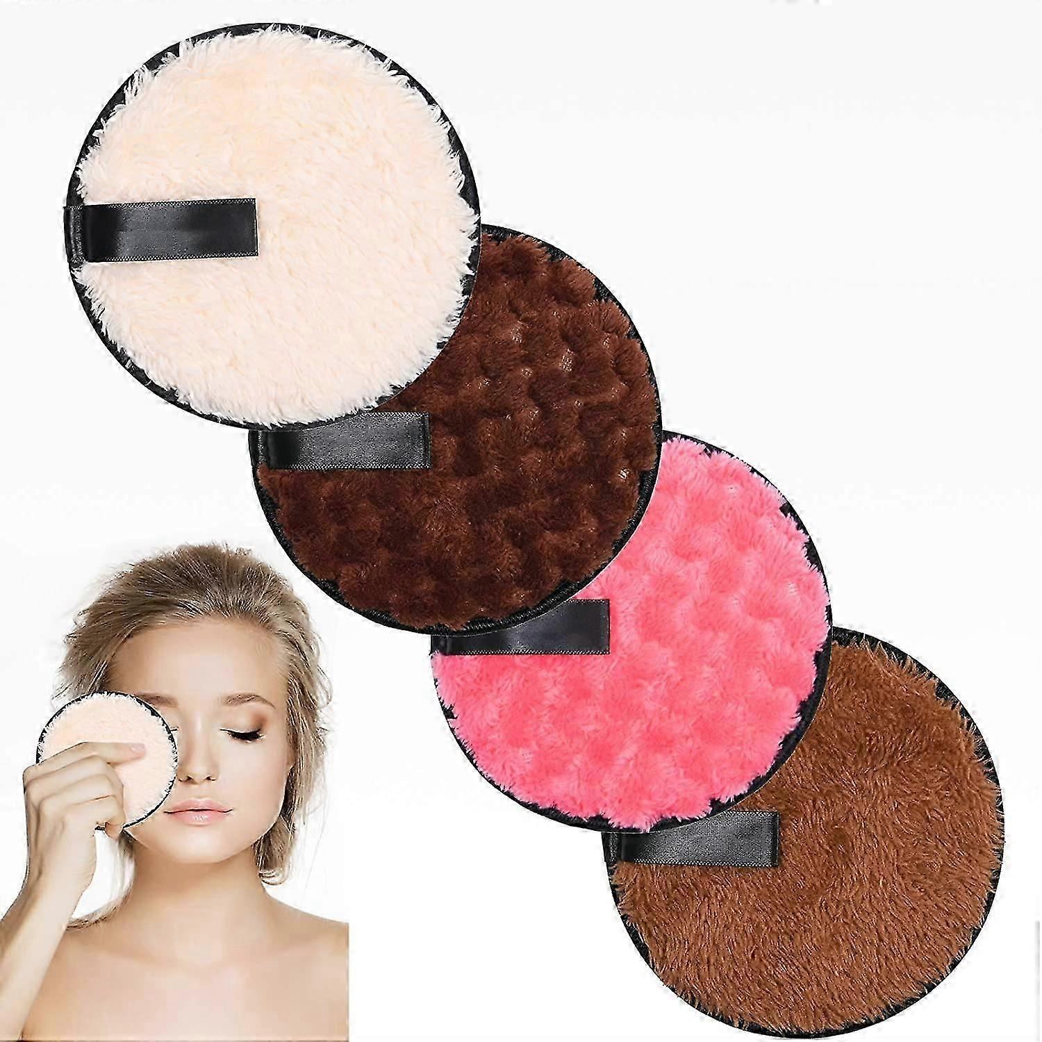 4 Stück Make-up-Entferner-Pads Waschbare Baumwolle Waschbarer Schwamm Wiederverwendbare Make-up-Entfernung