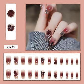 Coral Medium Ballerina falske negler Full Cover Ballerina Akryl Negletips Lim Modeller
