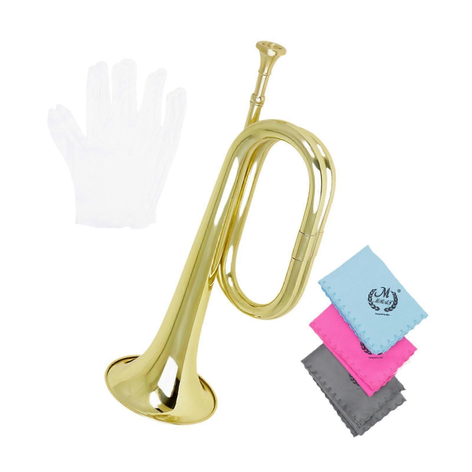 Mini Brass Instrument Blowing Bugle for Stage Performance Beginner Orchestra Gold