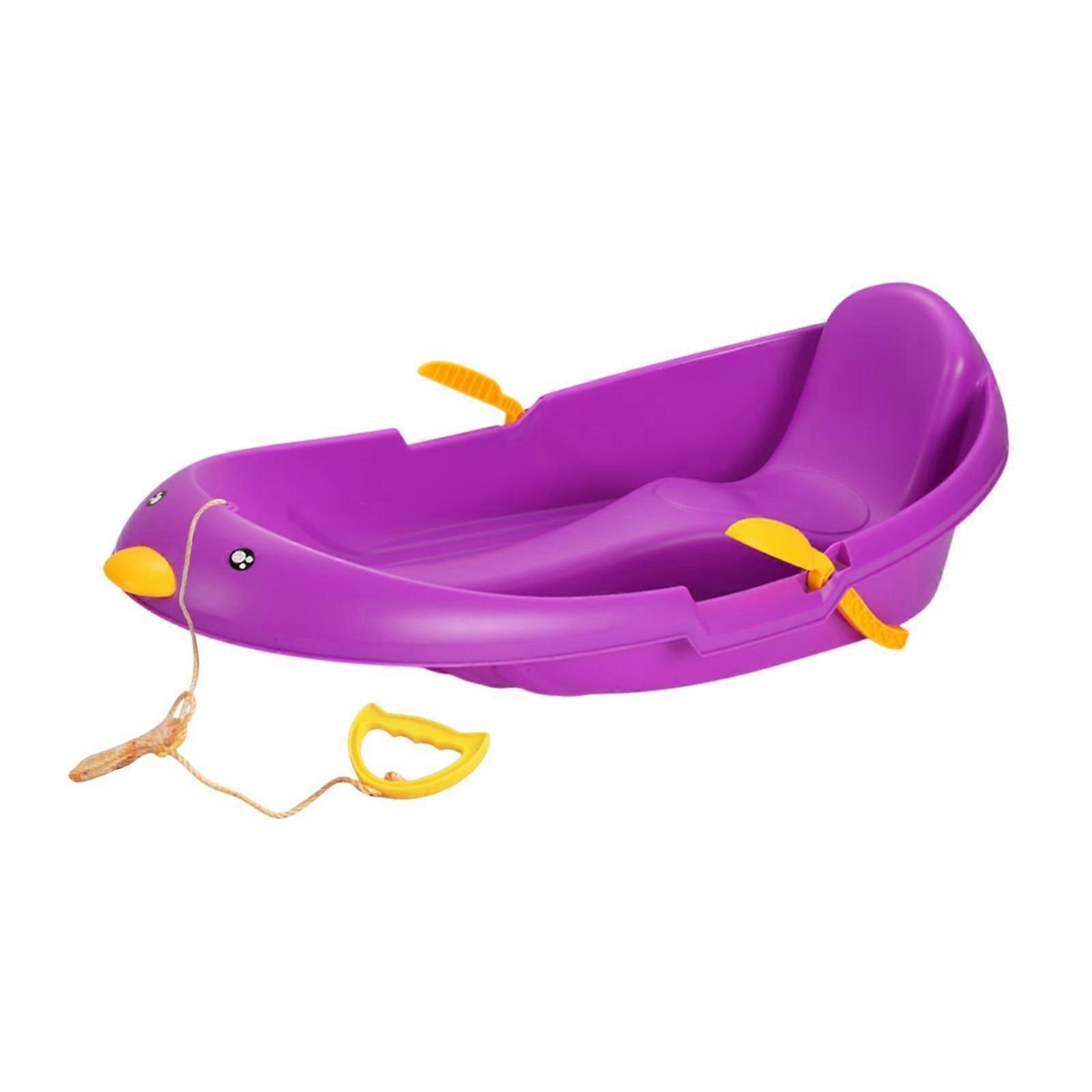 Children Snow Sled with Brake Handles Versatile Kids Toboggan with Pull Rope Blue