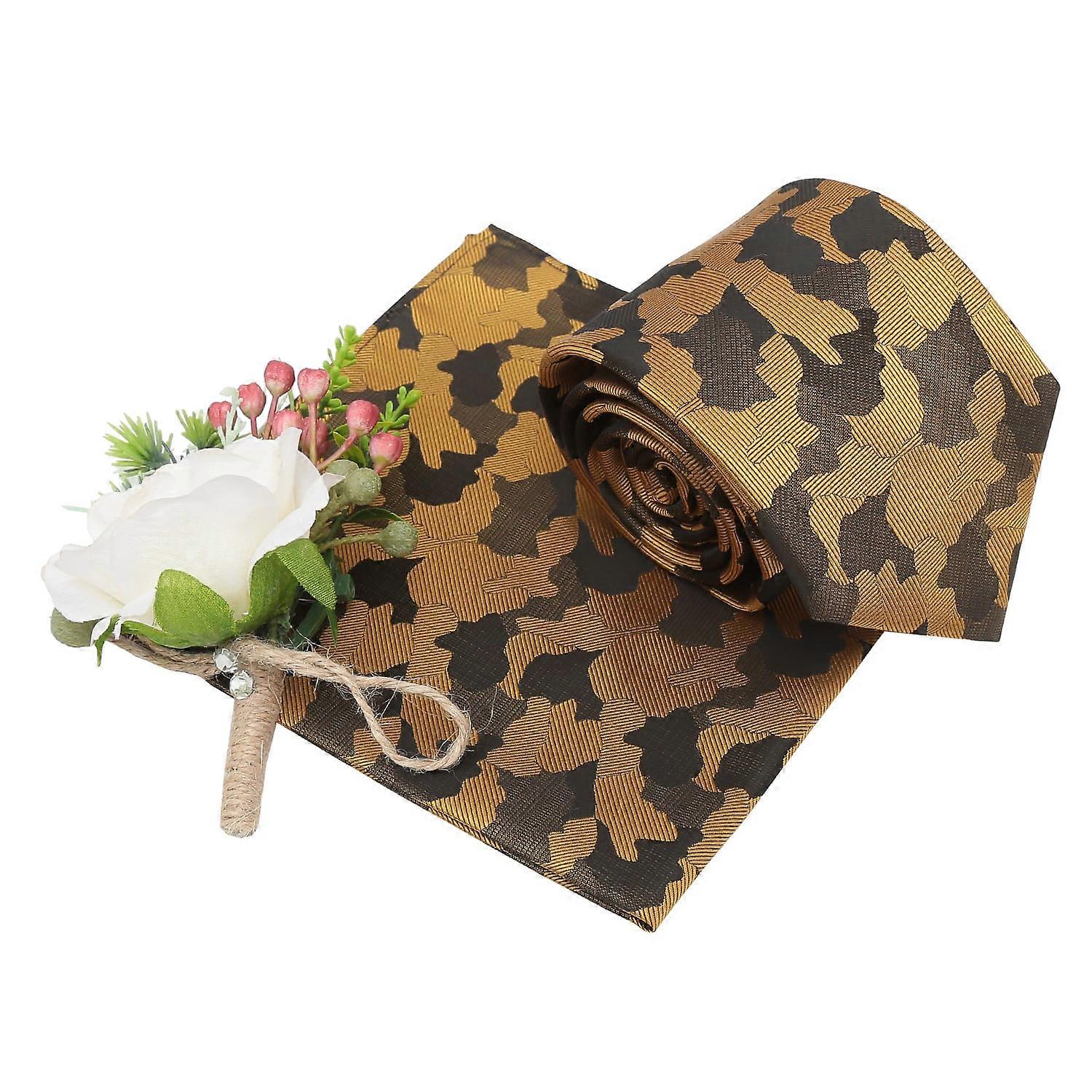 Gold Camouflage Tie and Pocket Square Set