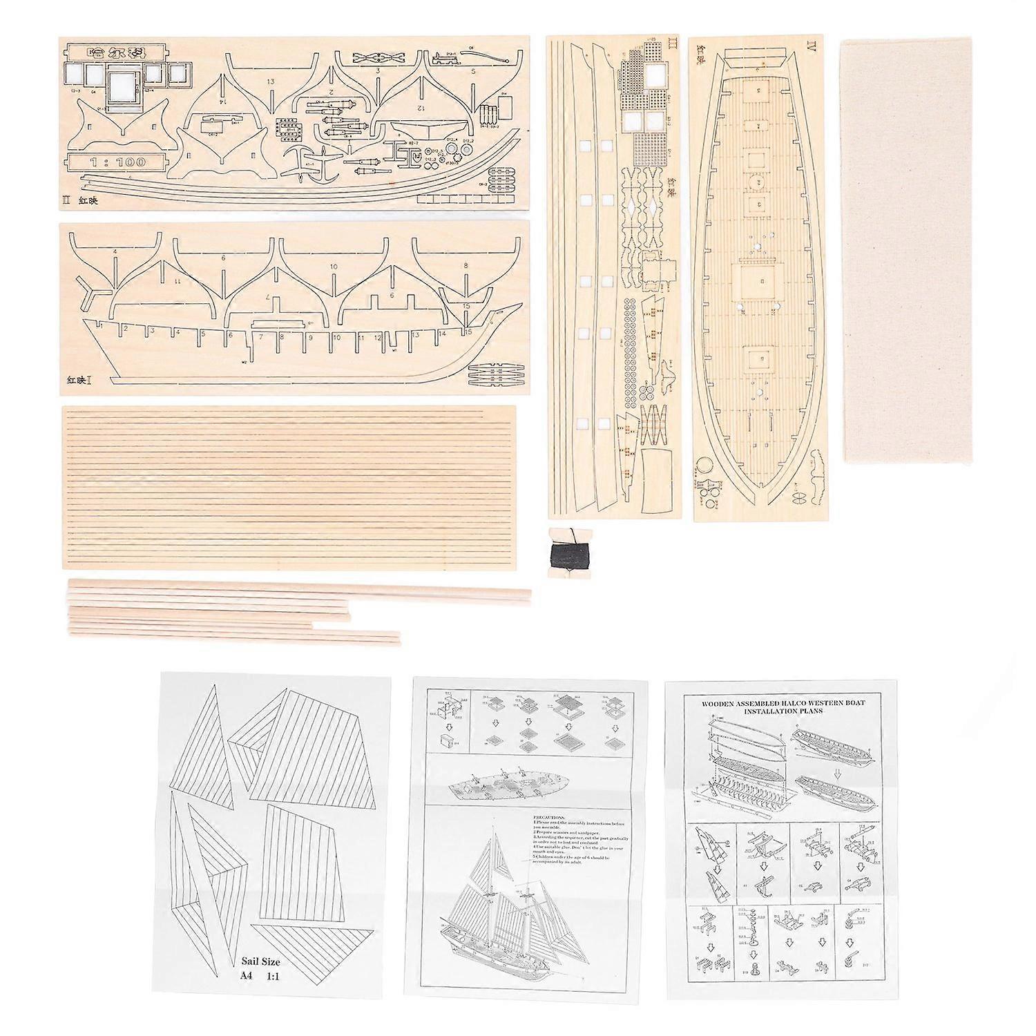 Ship Model 1/100 Scale Skill Development Wooden Interactive Assembly Boat Model Kit for Kids Adults 