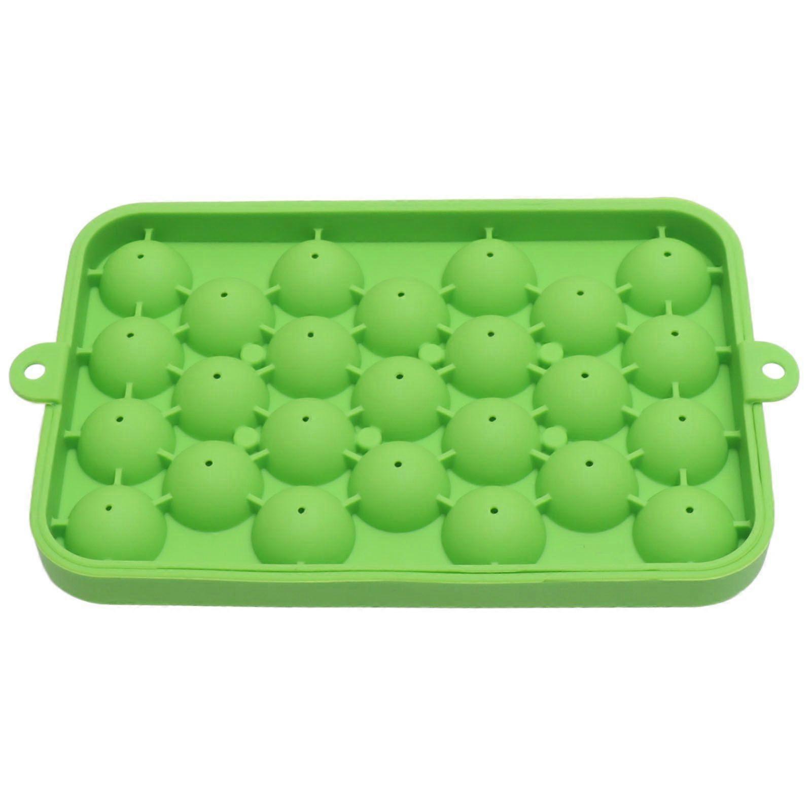 25 Grid Ice Cube Tray Easy Release Silicone Ice Ball Maker Mold Mini Round Ice Sphere Tray with Lid ,Green