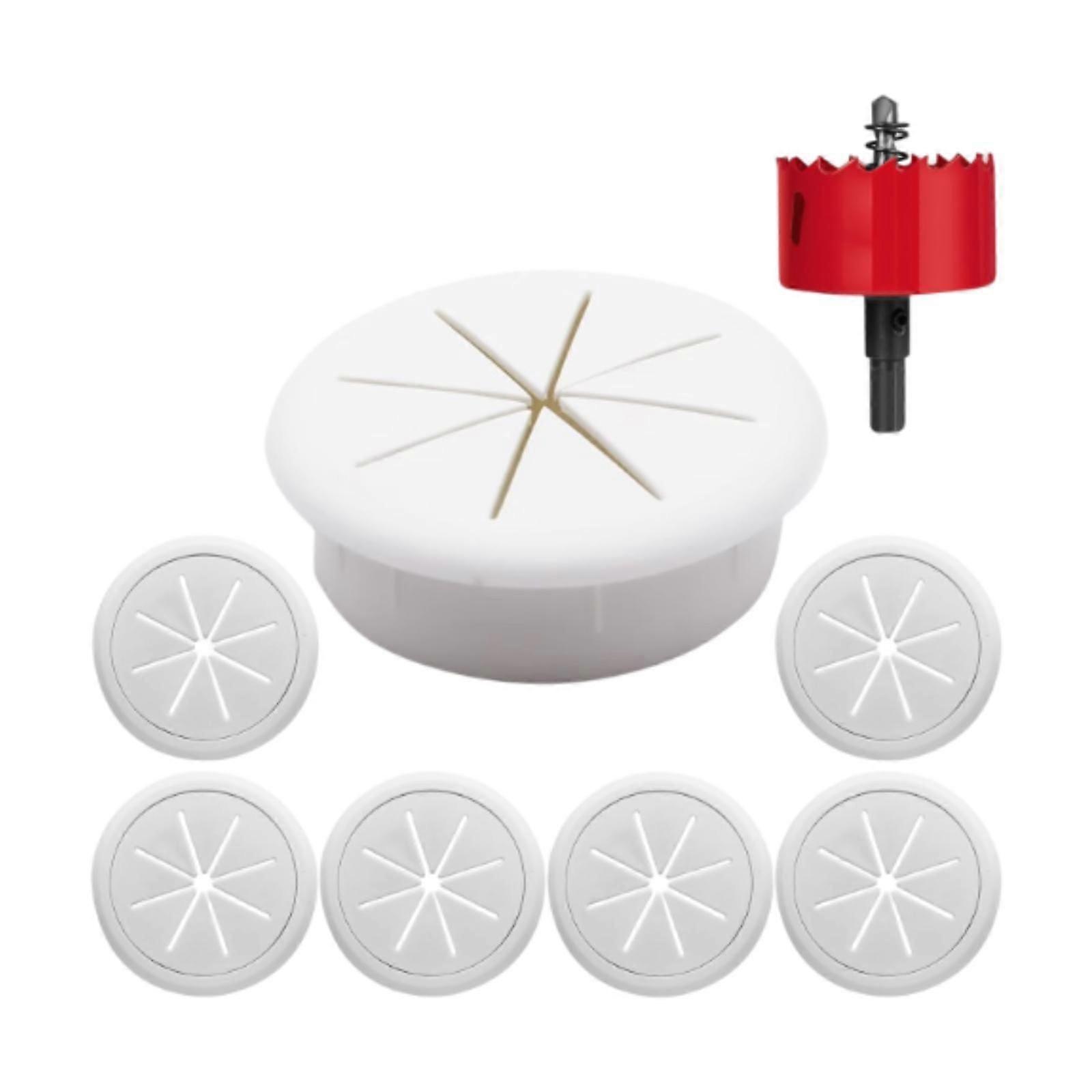 TV Cord Hider Computer Desk Threading with Saw Easy Install Grommet Kit White