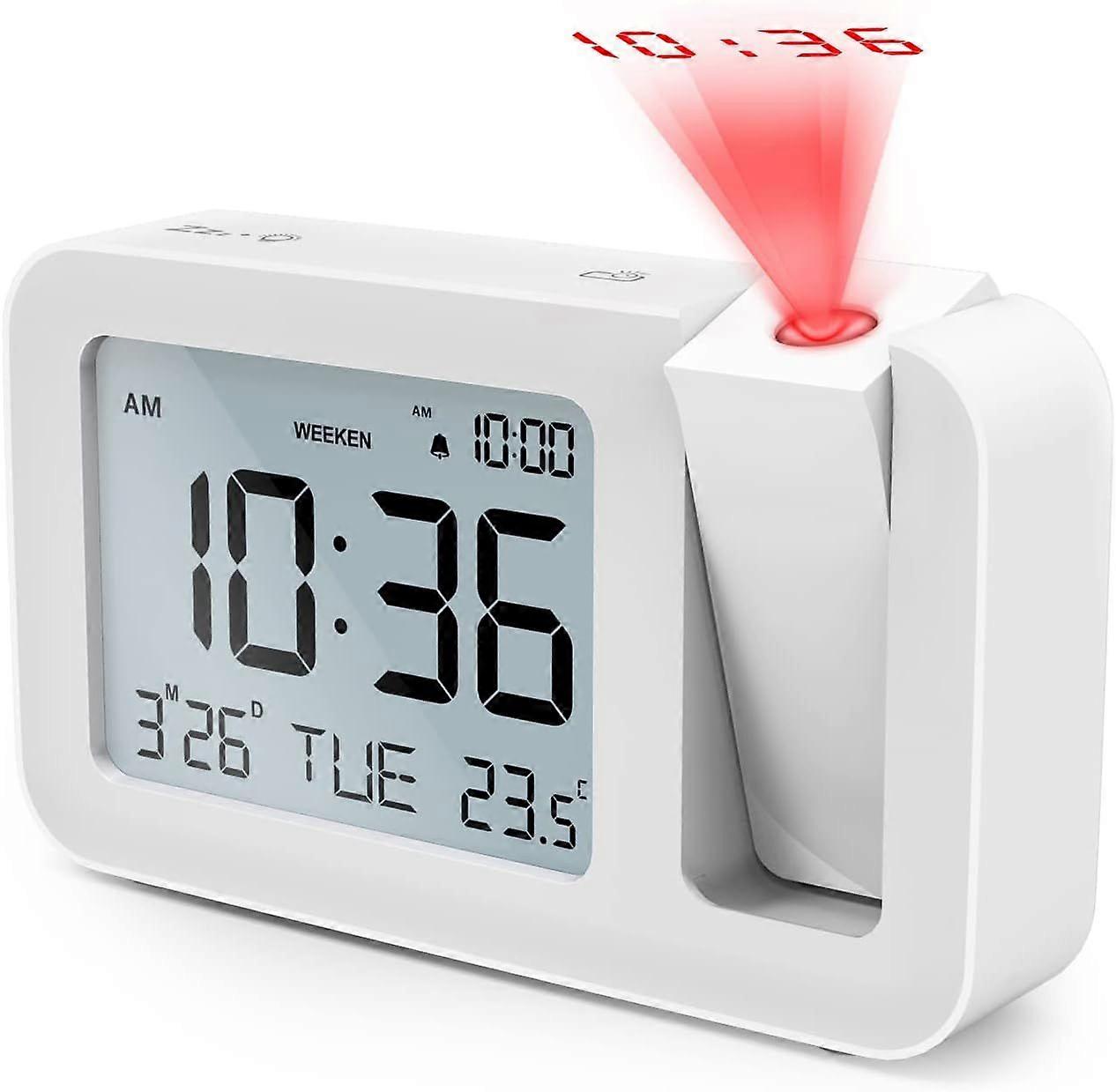 Digital Alarm Clock, Projection Alarm Clock Digital Alarm Clock Projection Alarm Clock 3.8" LCD, 4 Brightness, 9 Min Snooze, 2 Alarm Sounds, for Bedro