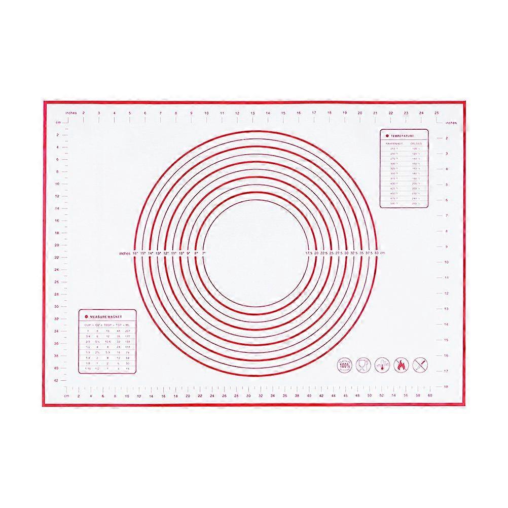 Silicone Dough Rolling Mat with Measurement Non Stick Baking Mat Kitchen Tools for Cookie Pizza Pastry (Red)