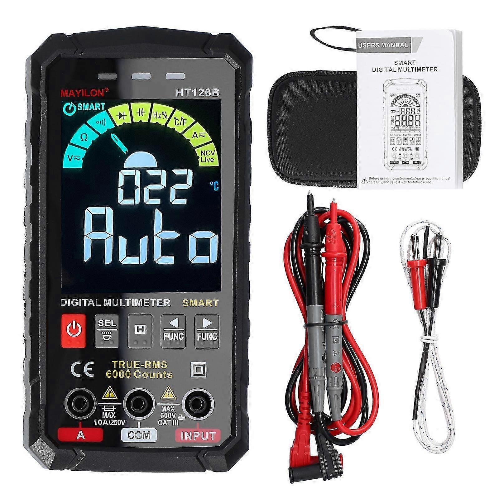 HT126B Digital Multimeter 6000 Counts NCV True RMS Measurement Data Hold Direct Current AC Voltage Current Resistance