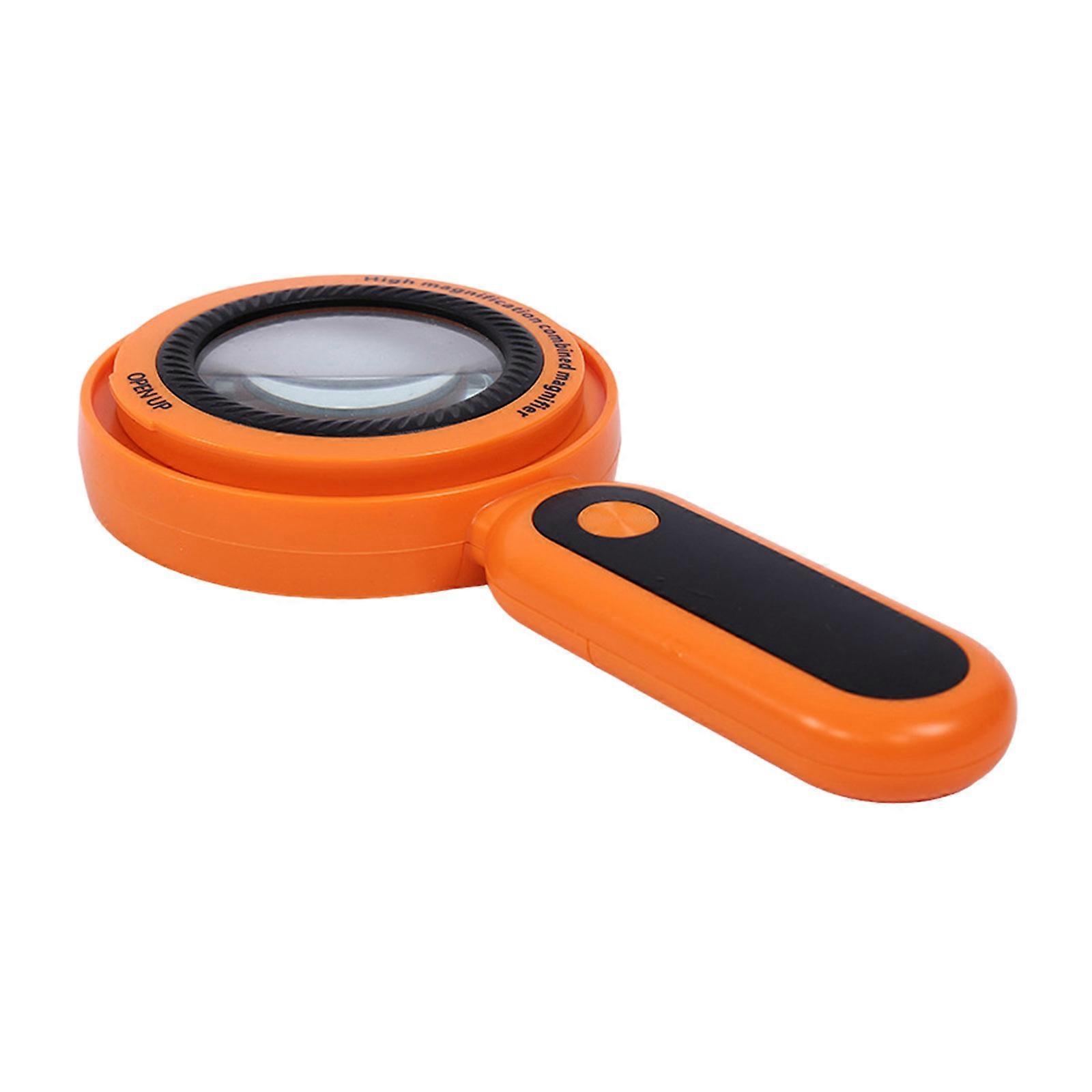 Loupe portable professionnelle à grossissement 10X 30X avec 21 lumière LED adaptée à la lecture en petits caractères, carte Inspection de pièces de monnaie Orange