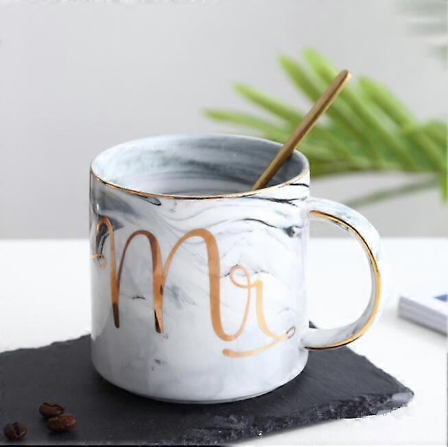 European Gold stamping Mark Loving Cup of coffee Sir MS Letter Men Women Ceramic Mugs Marble Cup