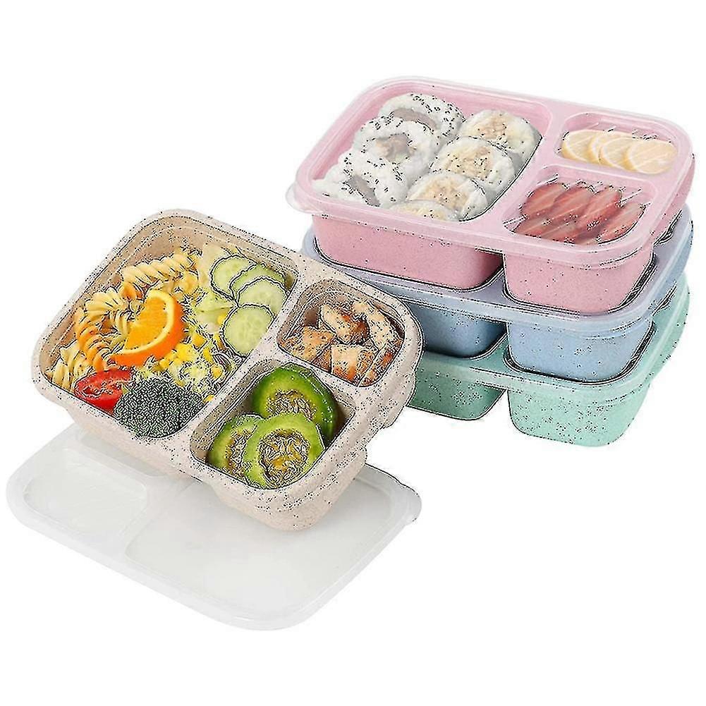4팩 도시락, 3칸 식사 준비 용기, 어린이용 도시락, 재사용 가능한 식품 보관