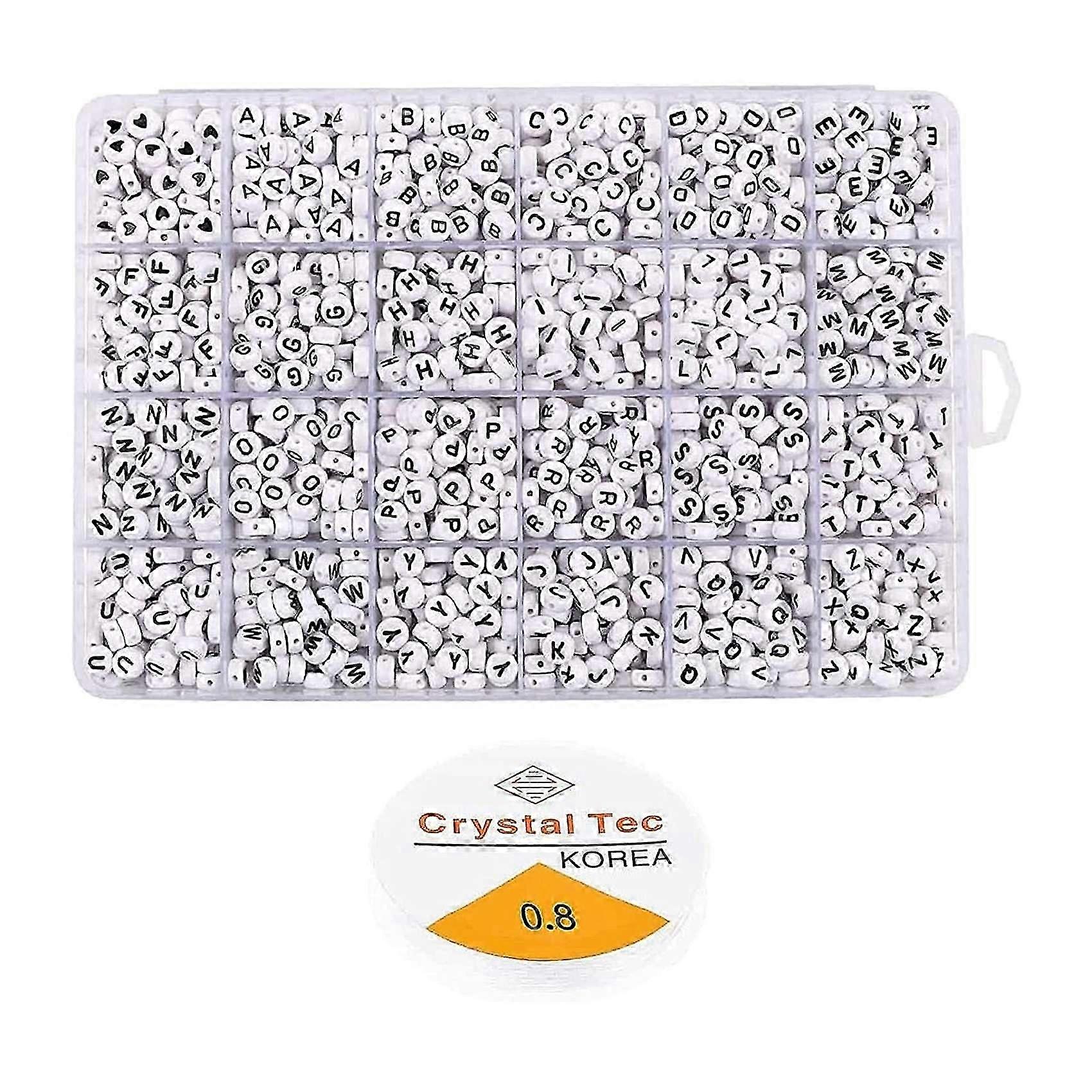 1200Pcs Buchstabenperlen sortierte Alphabet Perlen weiße Buchstabenperle Kit Runde Buchstabenperlen für Schmuck Mak DS