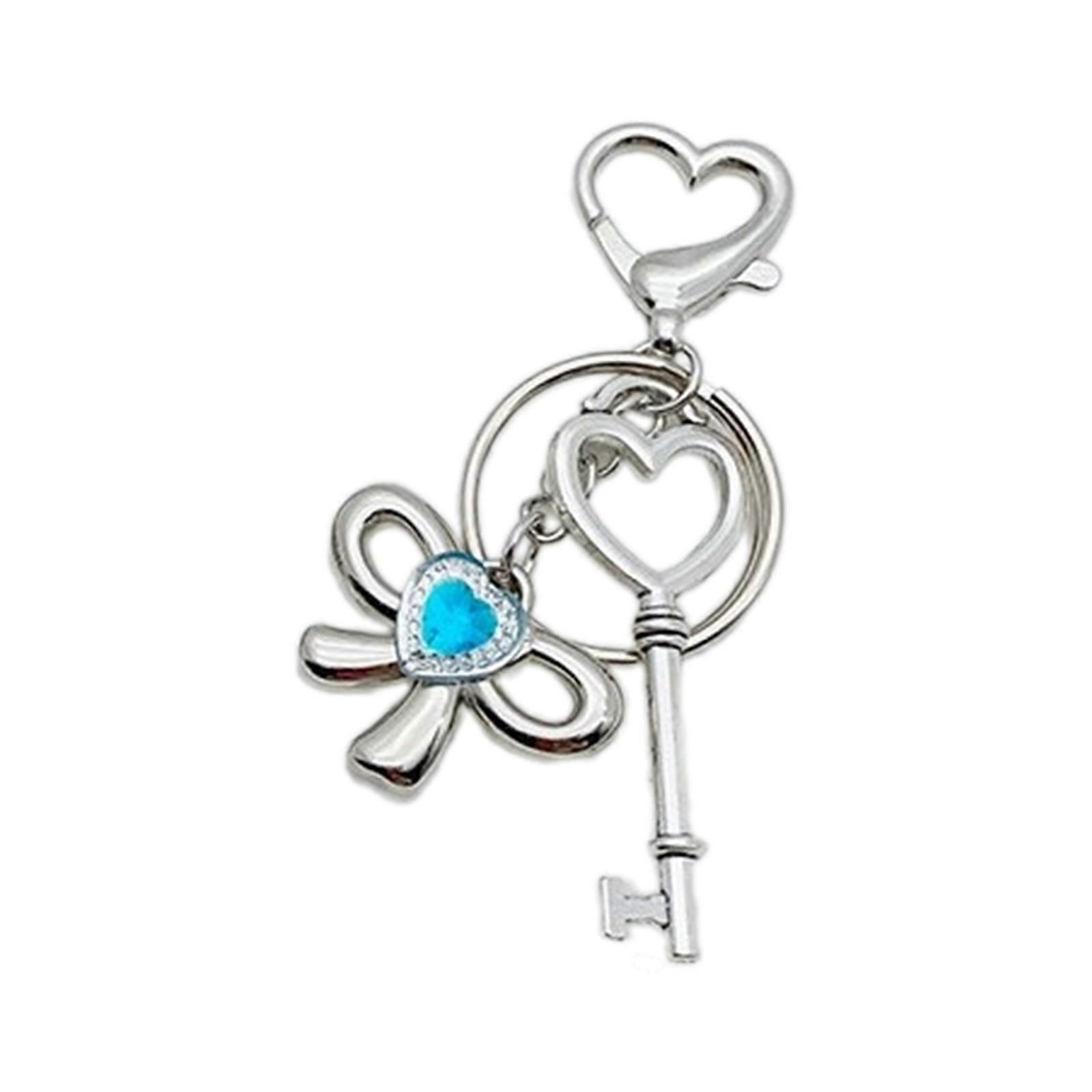 Fashionable Metal Keychain with Bowknot Pendant Fashionable Keyring Accessory Chic Bowknot Phone Charm for Fashionistas Blue
