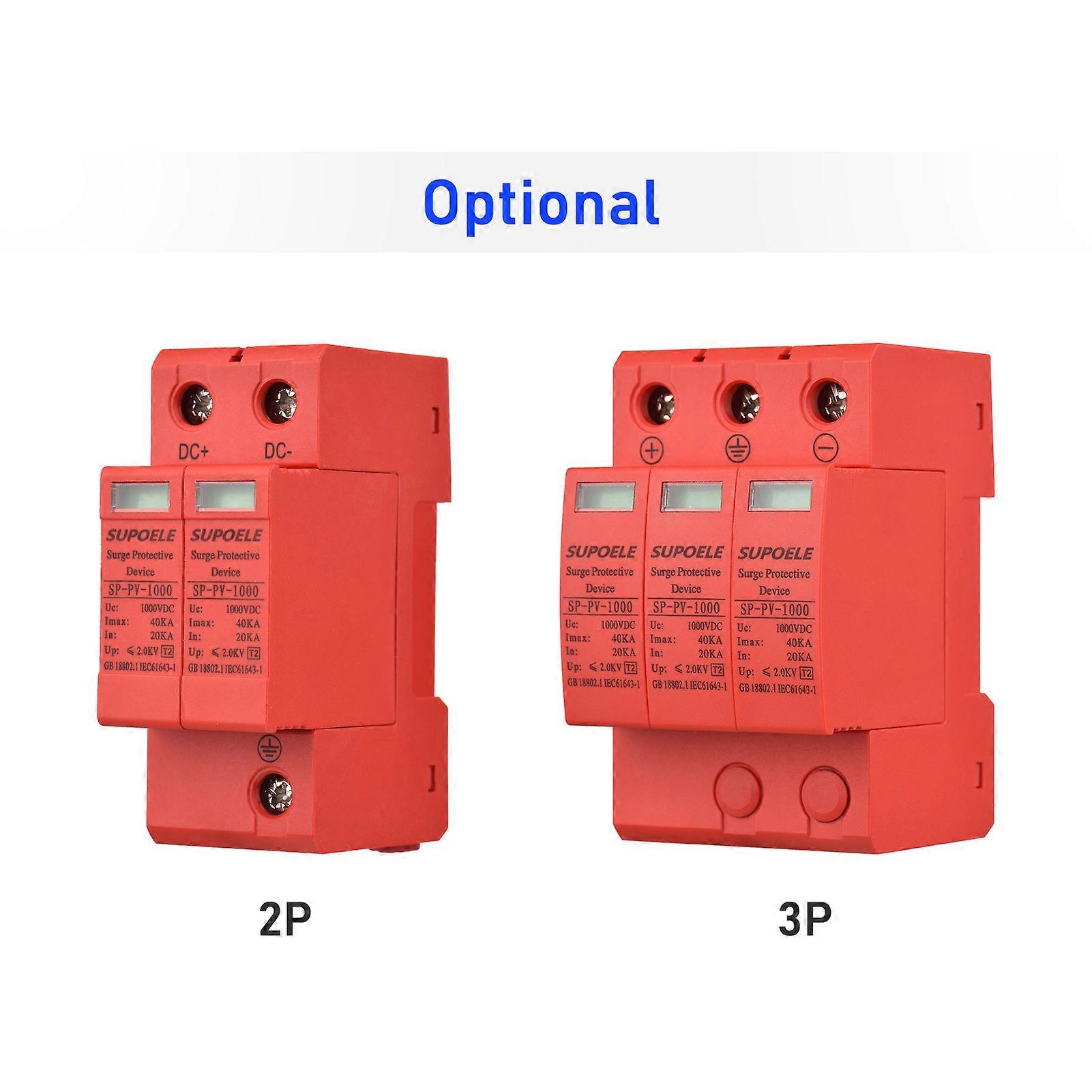 DC 1000V Protective Device 3P 40KA Surge Arrester Photovoltaic PV Thunder Proof Protector Breaker DIN Rail Installation