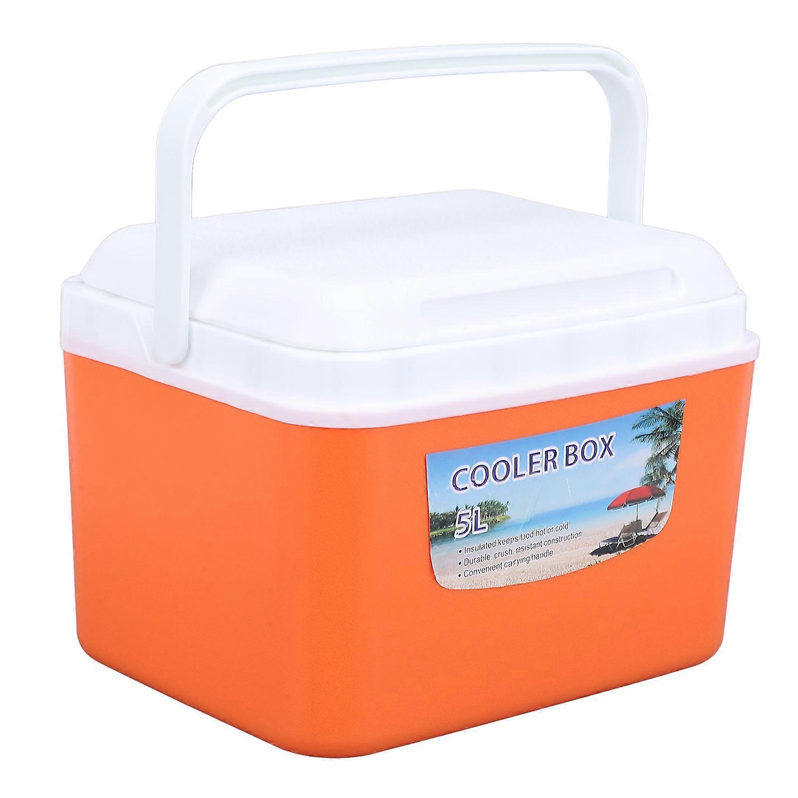 5L Portable Cooler Box Large Capacity Multifunctional Keeps Food Freshness and Drink Cool Insulated Hard Cooler Case for Travel Car Orange