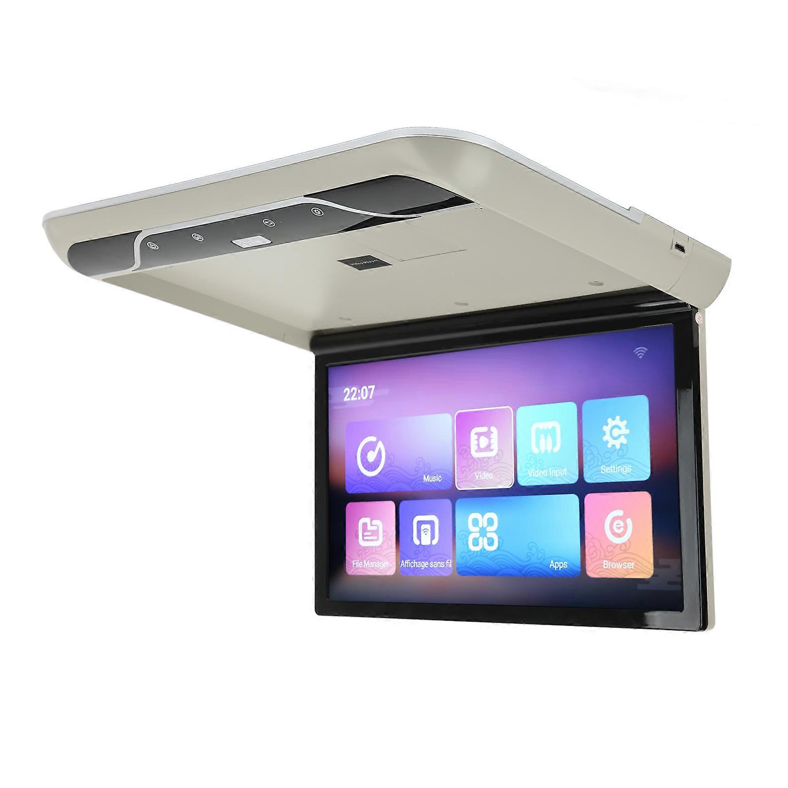 19in Car Overhead Player High Definition Touch Screen Flip Down Roof Mounted Monitor Multifunction for Android 9.0 Grey