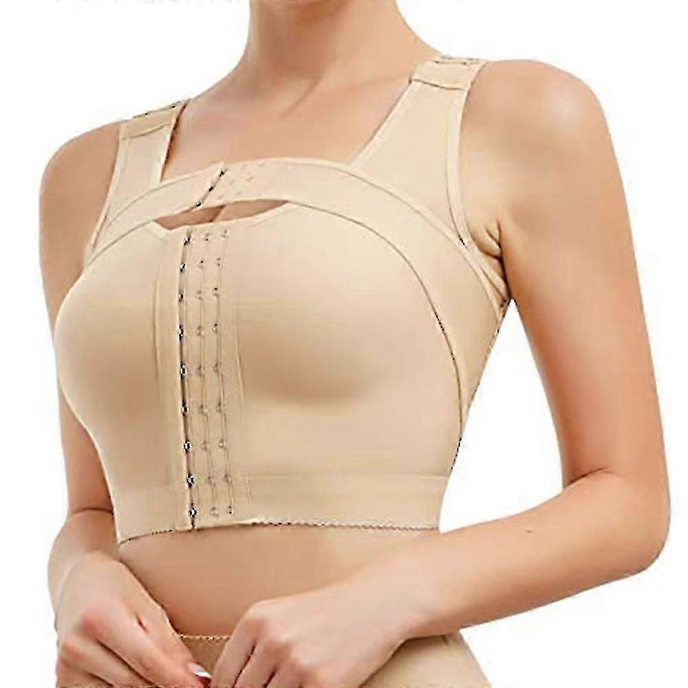 Skin Color Post-surgery Closure Bra with Support Band for Posture Correction and Compression - 26