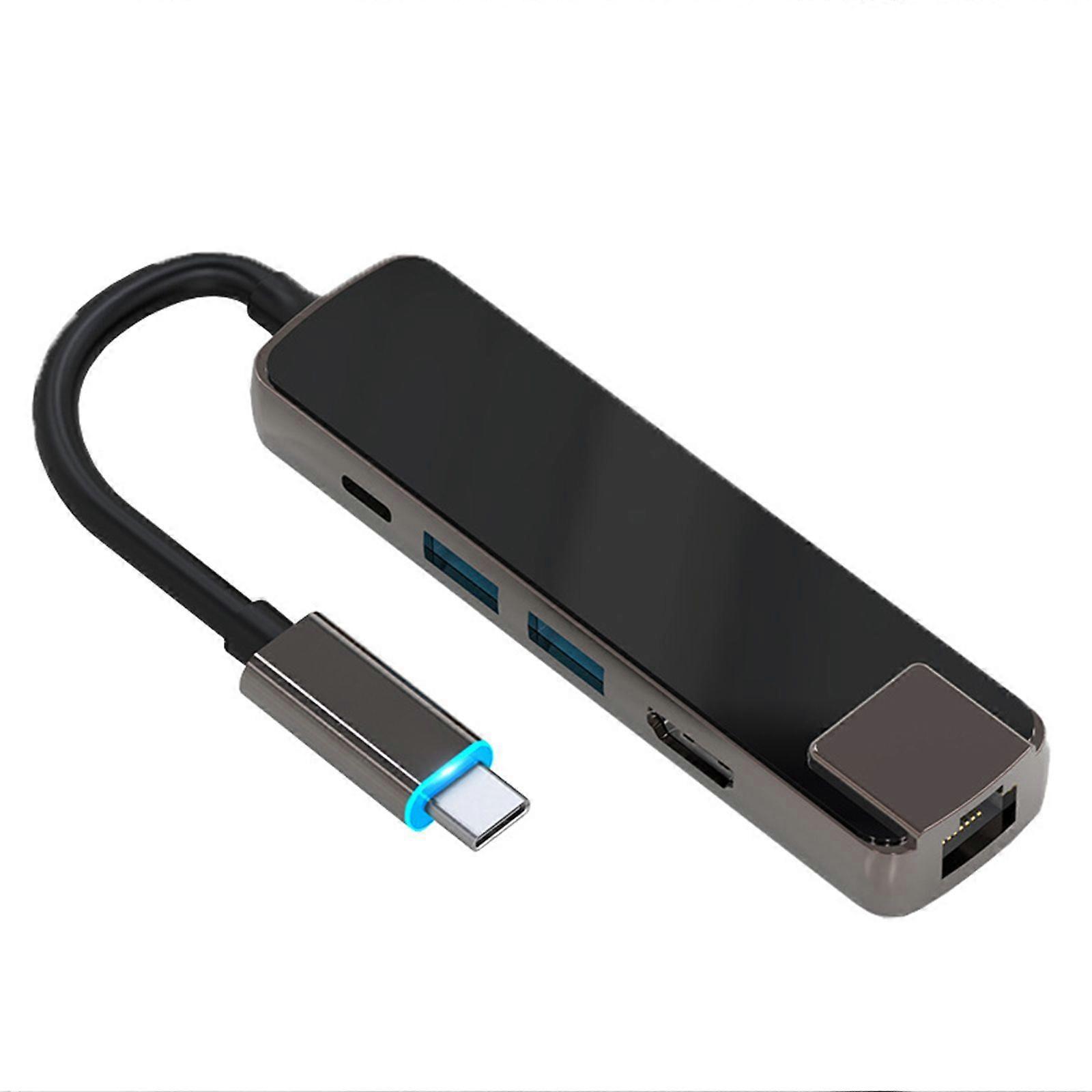 5 in 1 USB-C Hub Multiport Adapter 3840X2160P/30HZ for Travel Business Work