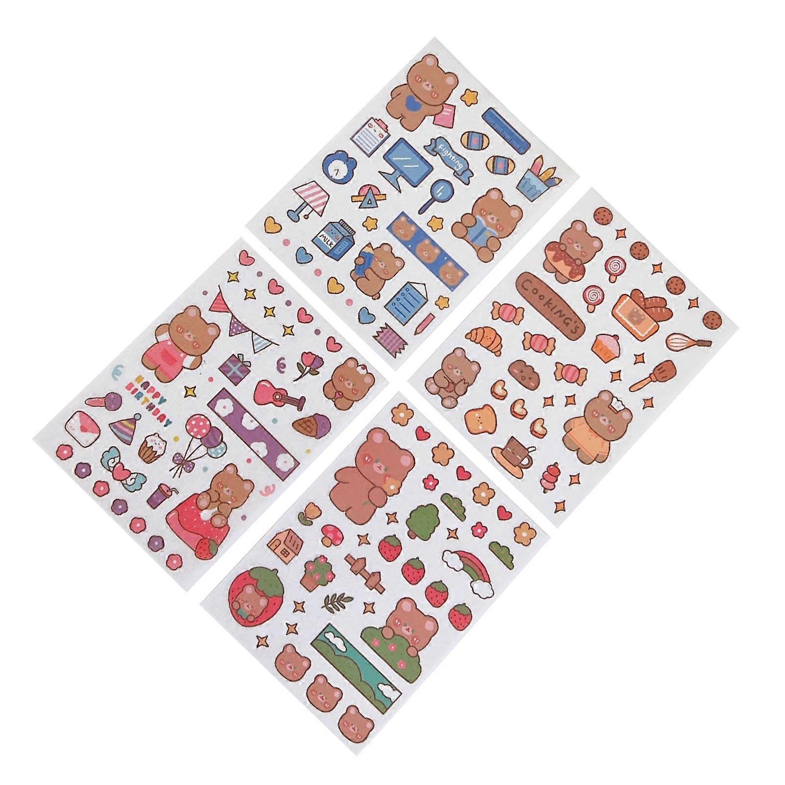 4 Sheet DIY Sticker Cartoon Pattern Cute Decorative Stickers for Laptop Photo Frame Notebook