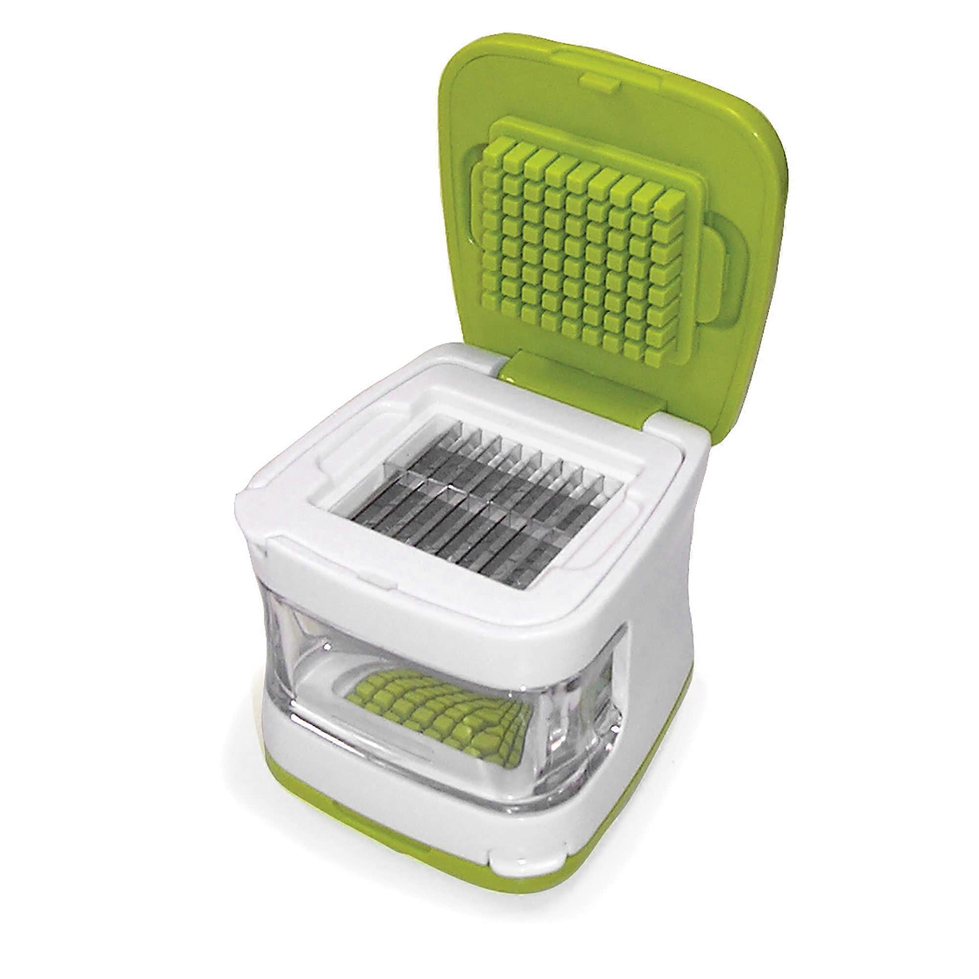 Garlic Clove Cube Press Tool BPA-Free Plastic with Stainless Steel Blades for Mincing and Slicing Garlic and Herbs