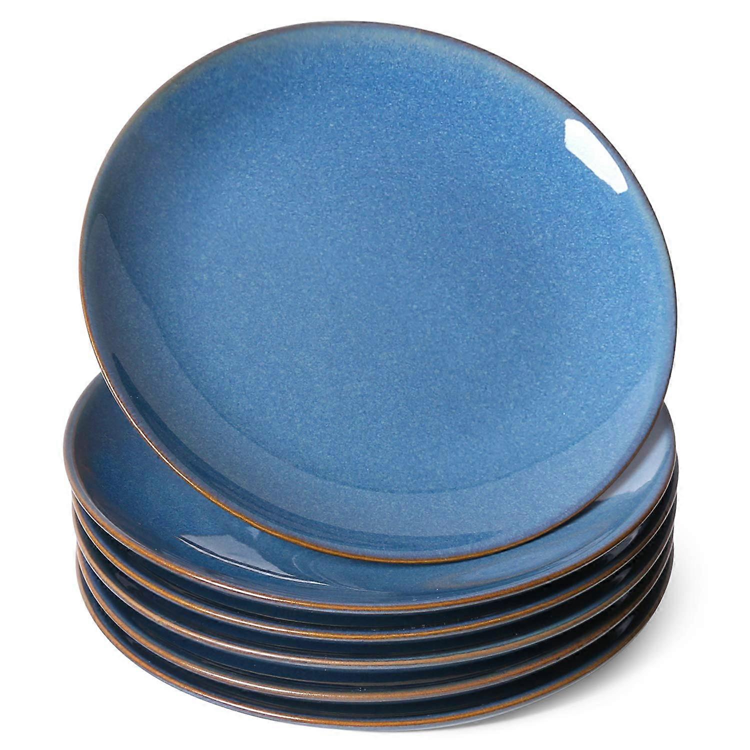 Ceramic Salad Plates Set of 6, 8.5 Inch Dining Dishware for Housewarming, Elegant Tableware, Dishwasher Safe