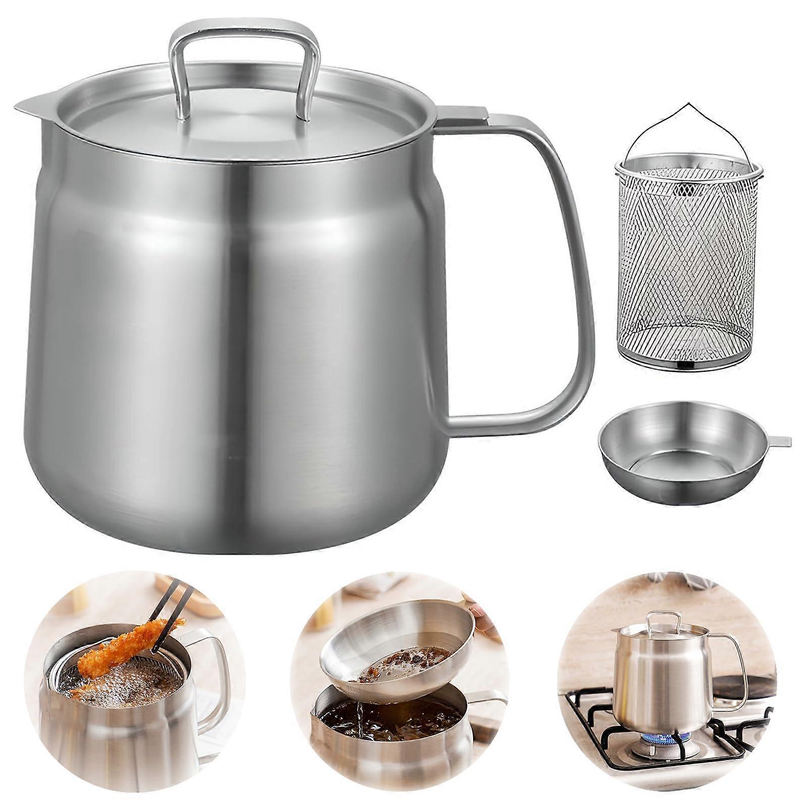 Stainless Steel Multi-Functional Oil Pot Filter Kitchen Gadget 1.5L
