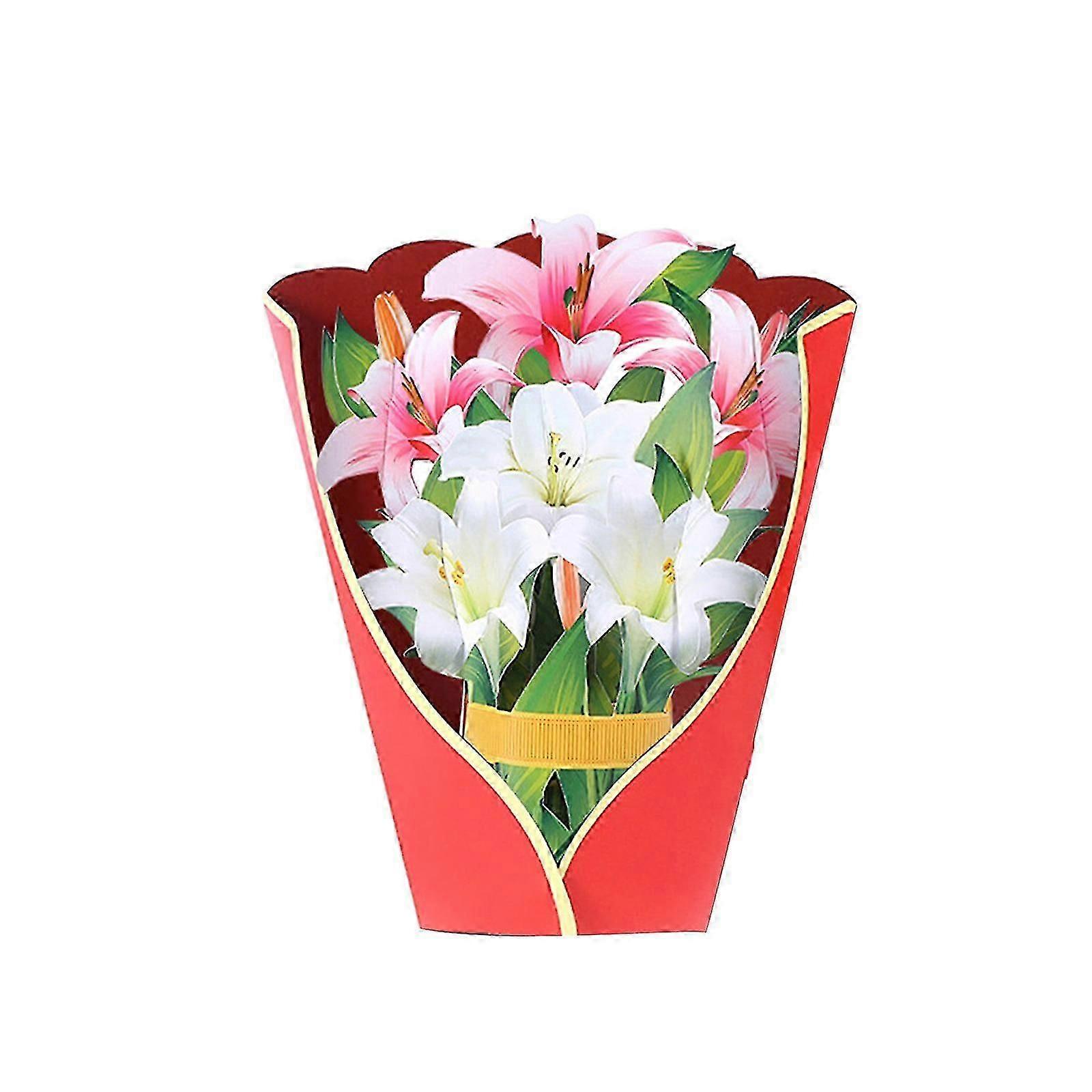 Unbrand Cartes pop-up 3D Chère Dahlia Bouquet de fleurs Cartes de vœux pop-up avec enveloppe - Dahli