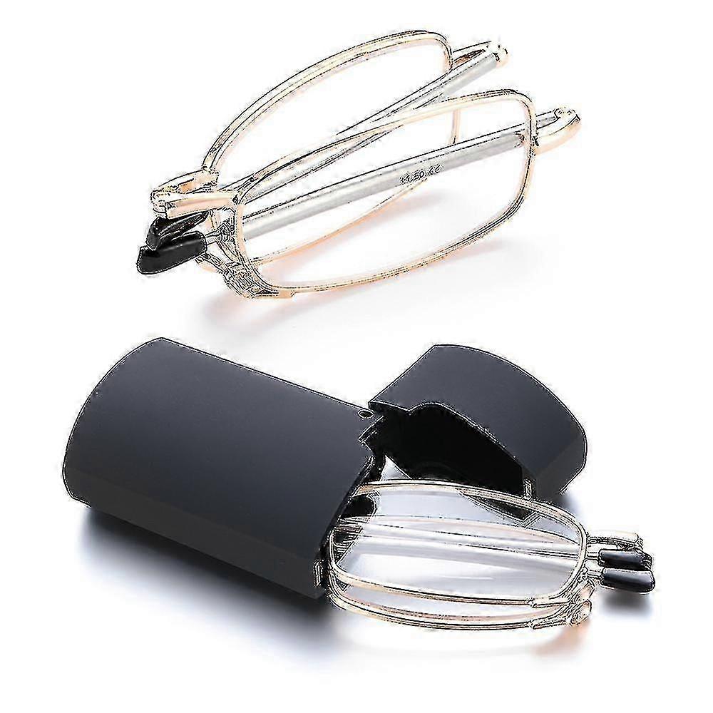 Lunettes de lecture pliantes unisexes avec étui à lunettes hommes femmes jambes télescopiques rotation presbytie lunettes soins de la vue +1.0-4.0 - Cyclisme S QBT