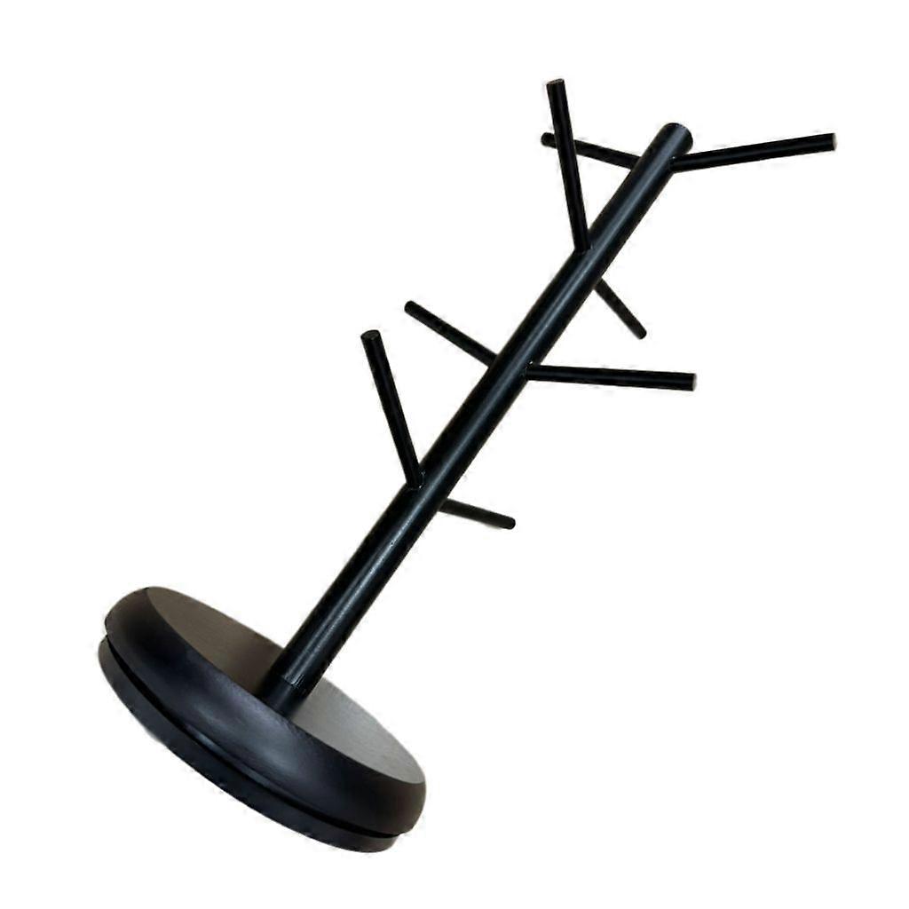 Coffee Cup Display Rack, Bamboo Constructions with 8 Slot, Black Storage Rack