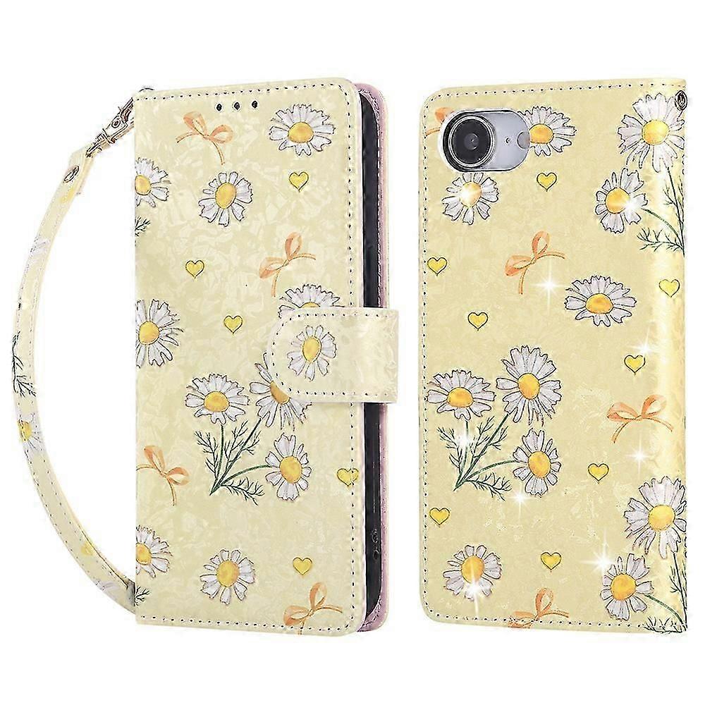 For iPhone 16e Case RFID Blocking Flower Leather Phone Cover - Small Flower