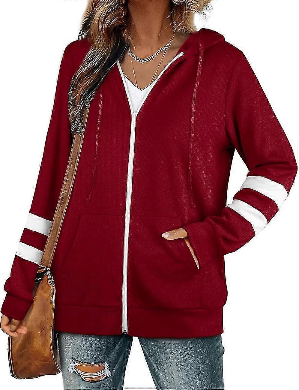 Womens Active Long Sleeve Zip Up Hoodies with Pocket Hooded Sweatshirts S-2XL