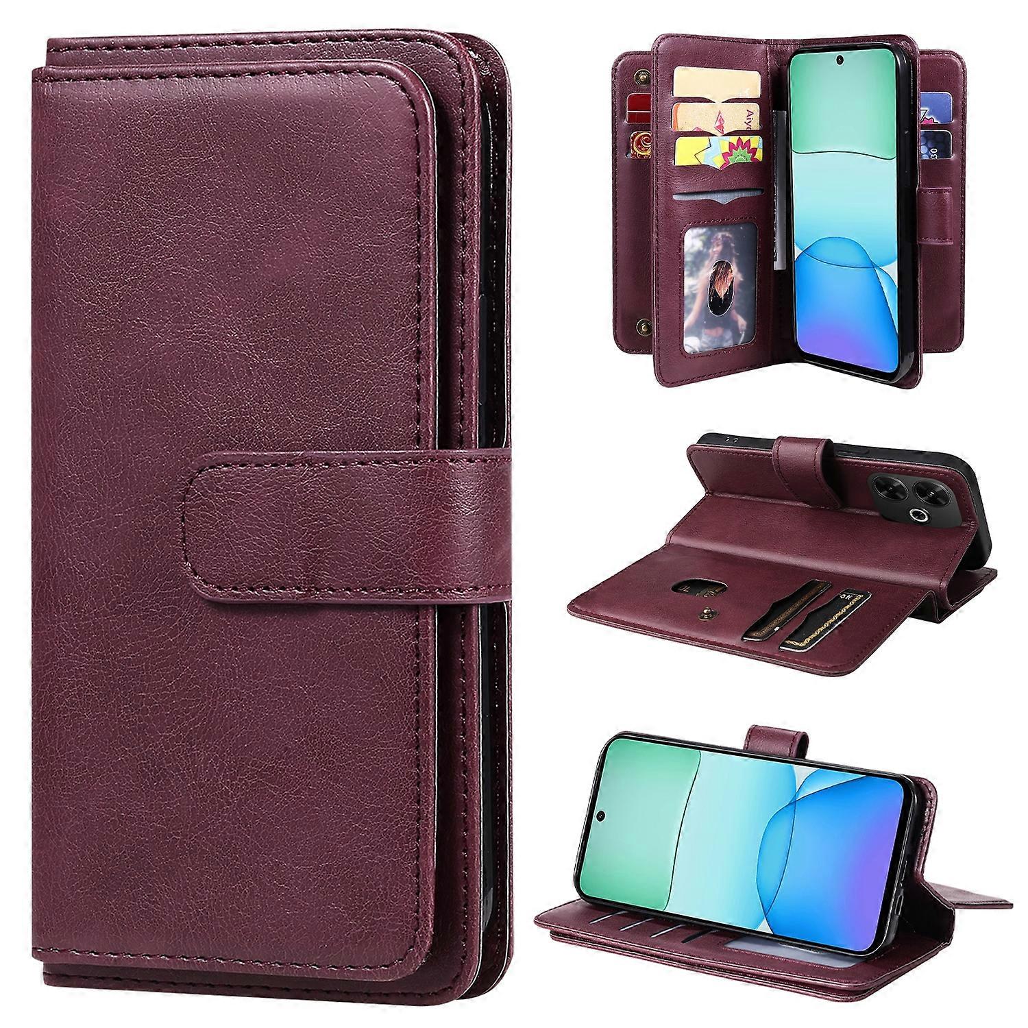 Multi-Function Wallet 10 Card Slots Leather Phone Case