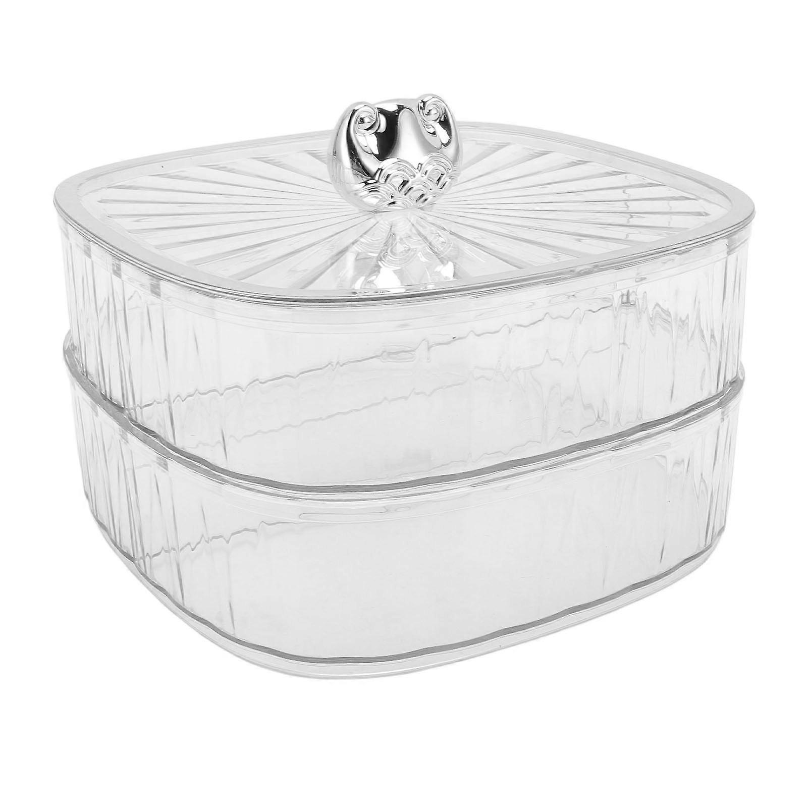 Snack Tray 2 Layer Divided Transparent Sturdy Plastic Serving Tray for Candy Dry Fruit
